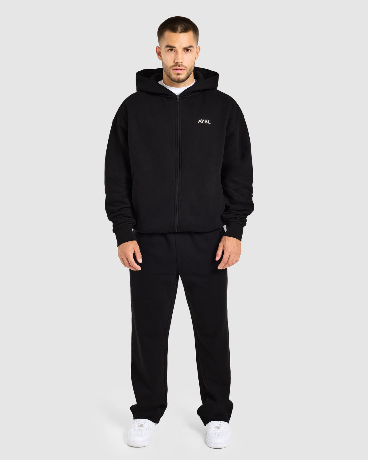 Essential Oversized Full Zip Hoodie - Zwart