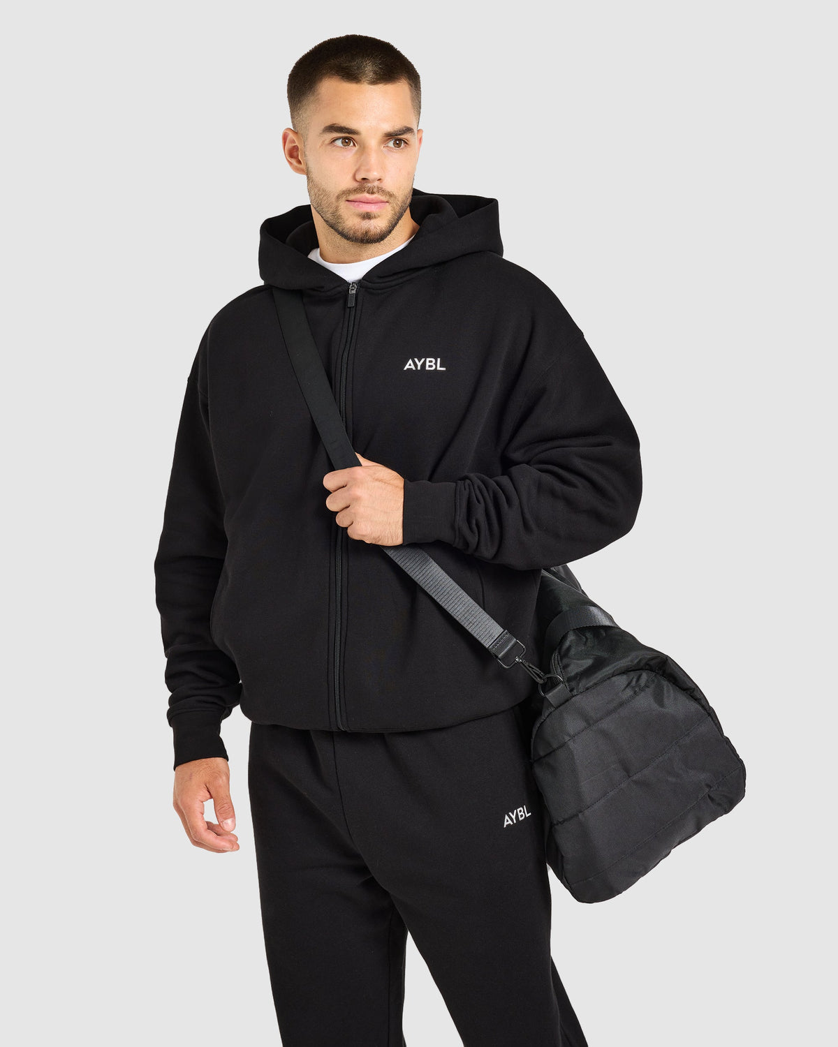 Essential Oversized Full Zip Hoodie - Zwart