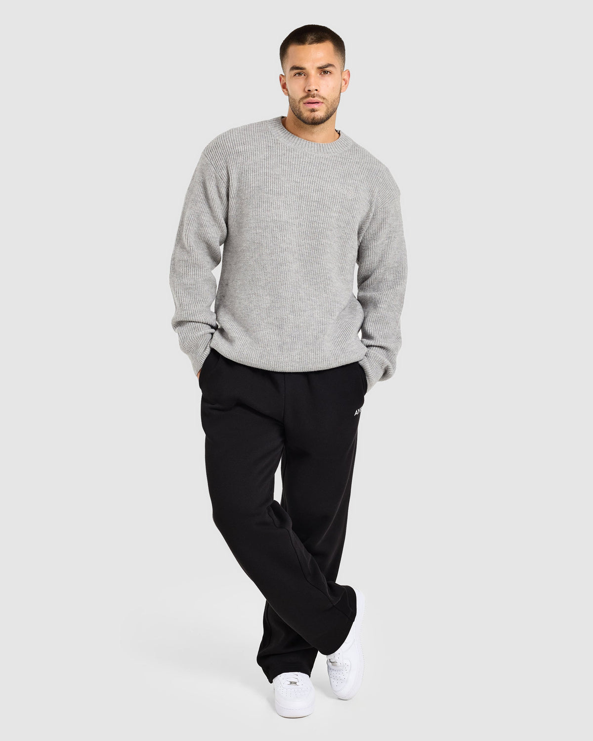 Signature Knitted Sweater - Grijs Marl