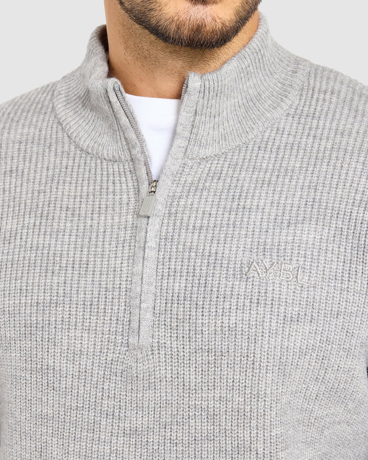 Signature Knitted 1/4 Zip Pullover - Grijs Marl