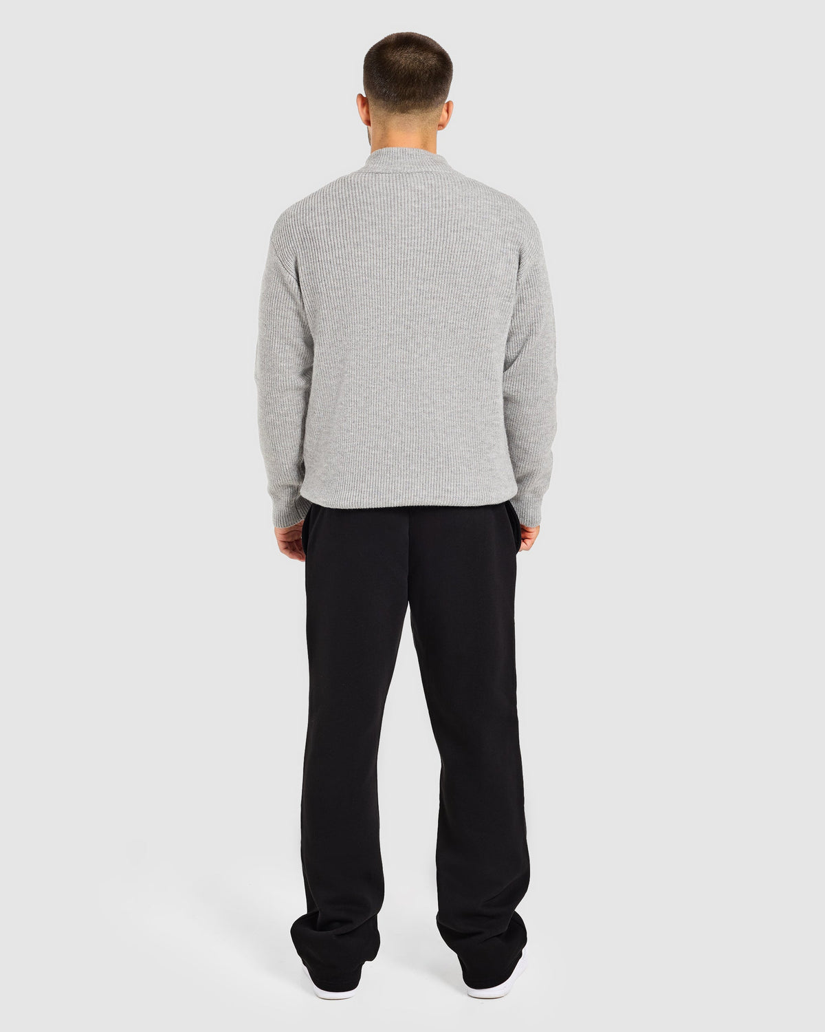 Signature Knitted 1/4 Zip Pullover - Grijs Marl
