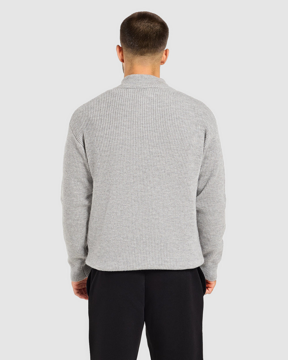 Signature Knitted 1/4 Zip Pullover - Grijs Marl