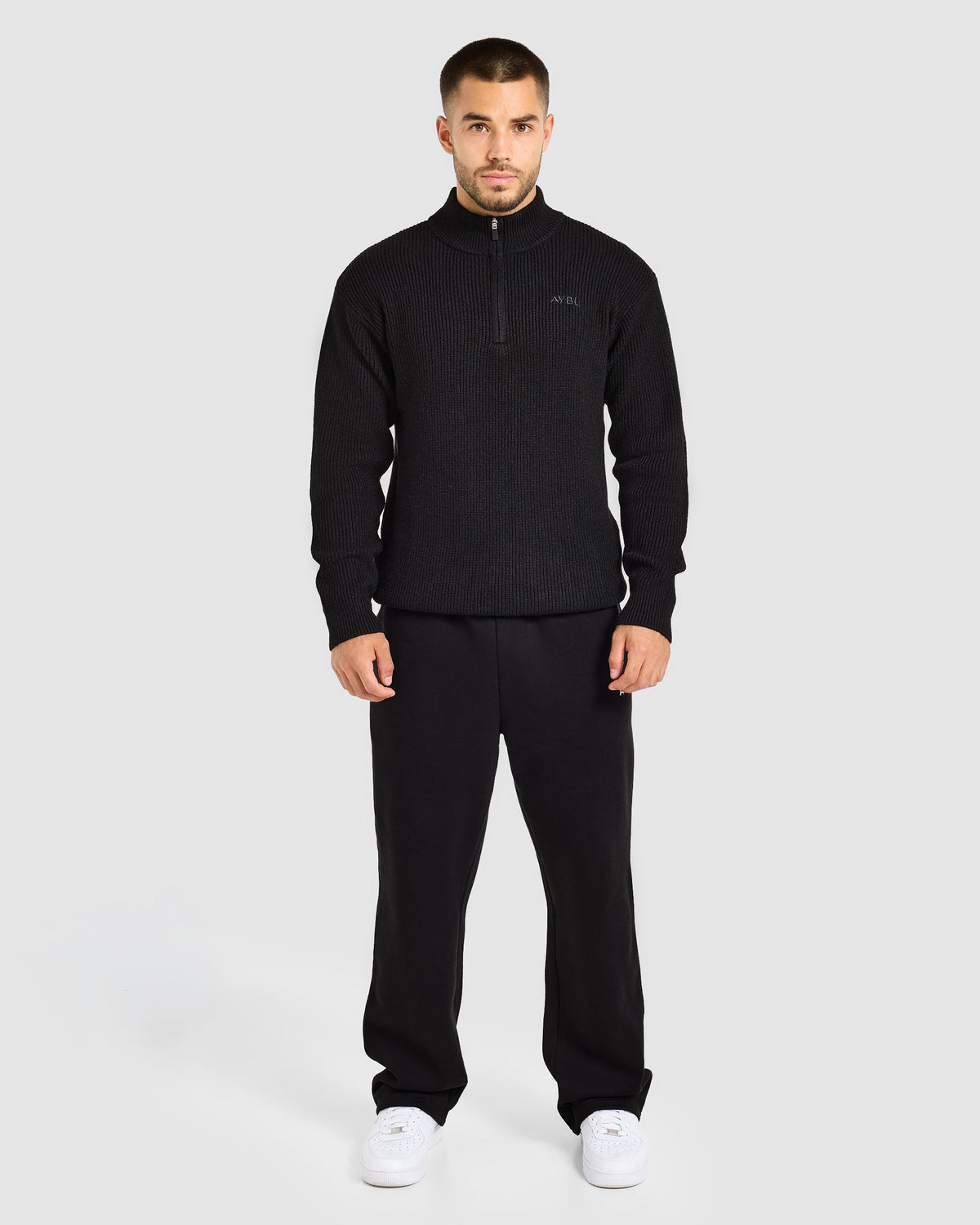 Signature Knitted 1/4 Zip Pullover - Zwart