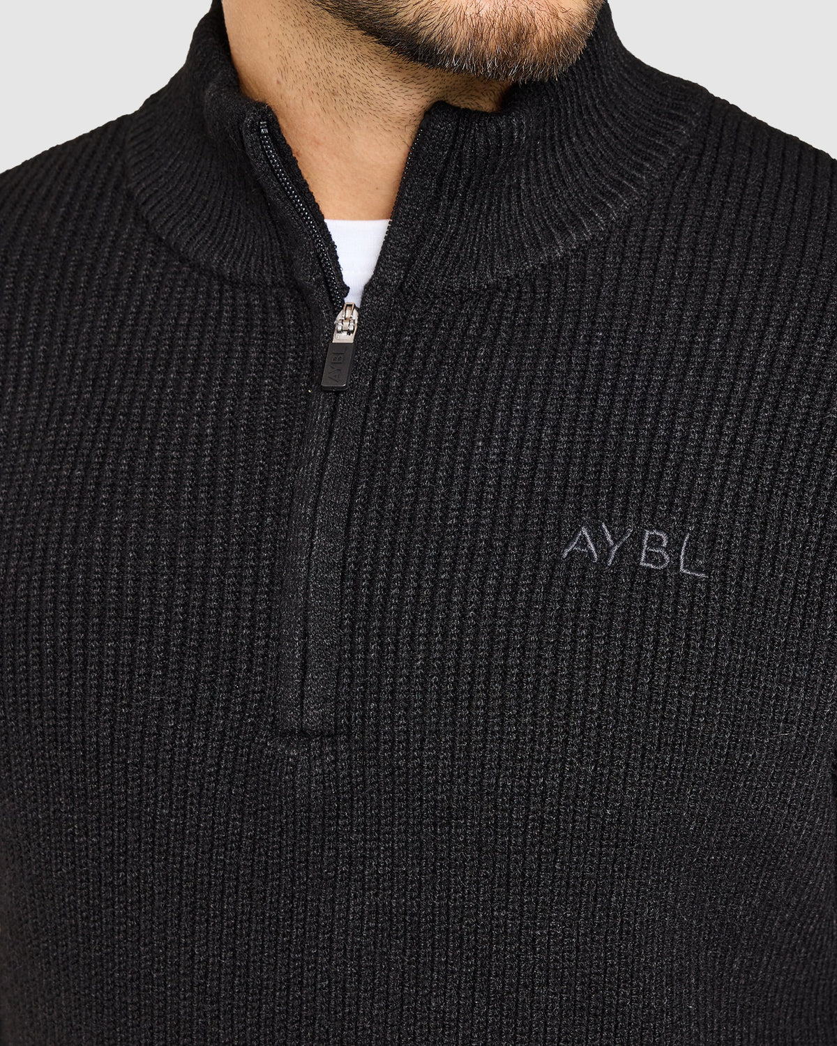 Signature Knitted 1/4 Zip Pullover - Zwart