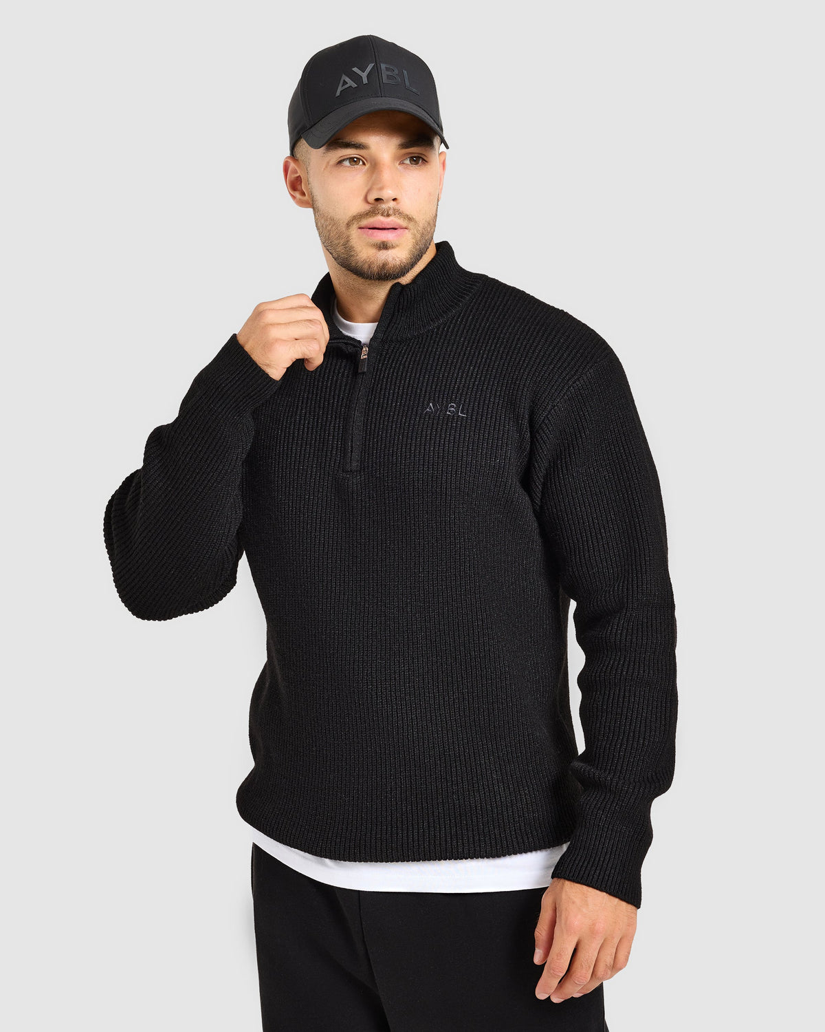 Signature Knitted 1/4 Zip Pullover - Zwart