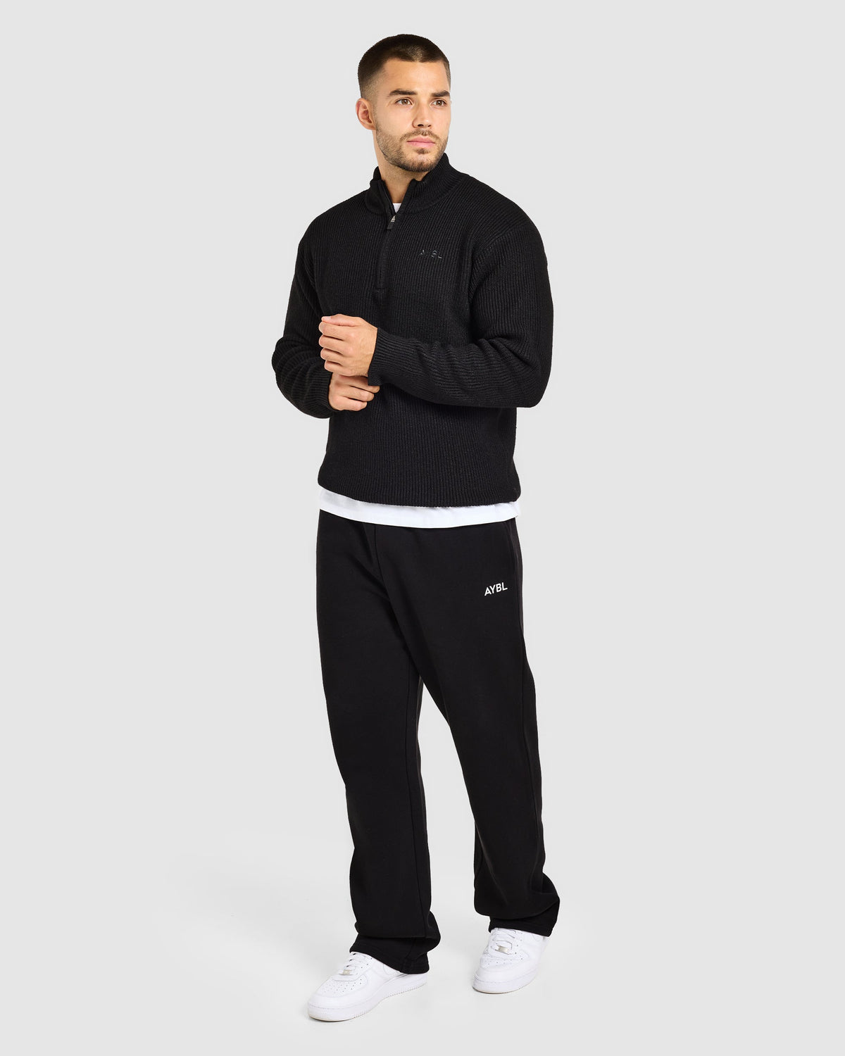 Signature Knitted 1/4 Zip Pullover - Zwart