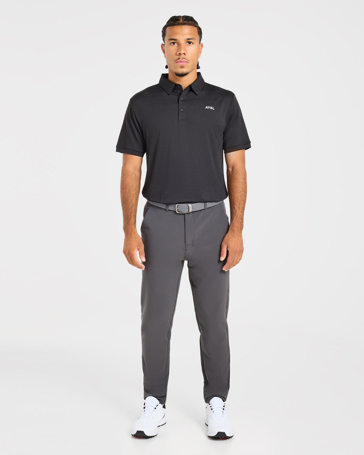 Precision Textured Stripe Polo - Zwart