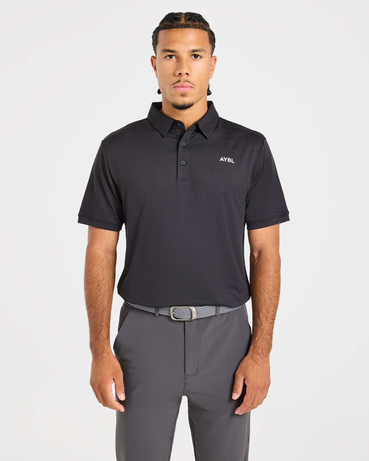 Precision Textured Stripe Polo - Zwart