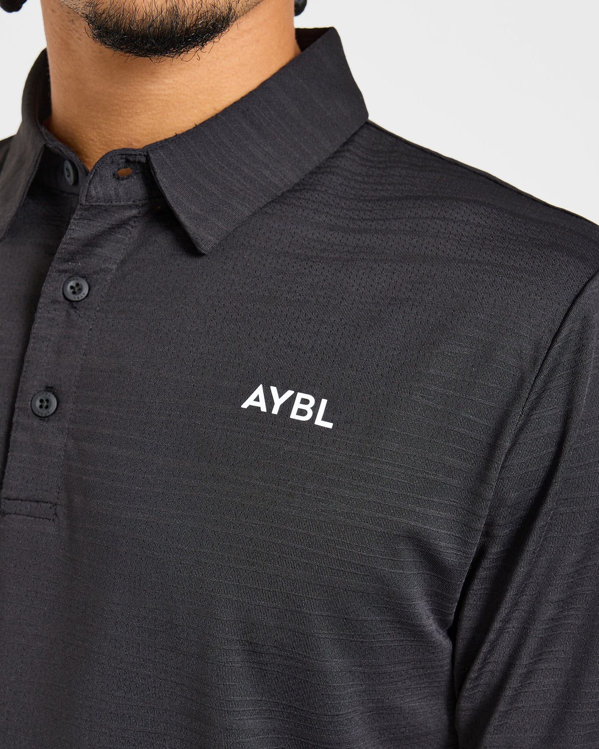 Precision Textured Stripe Polo - Zwart
