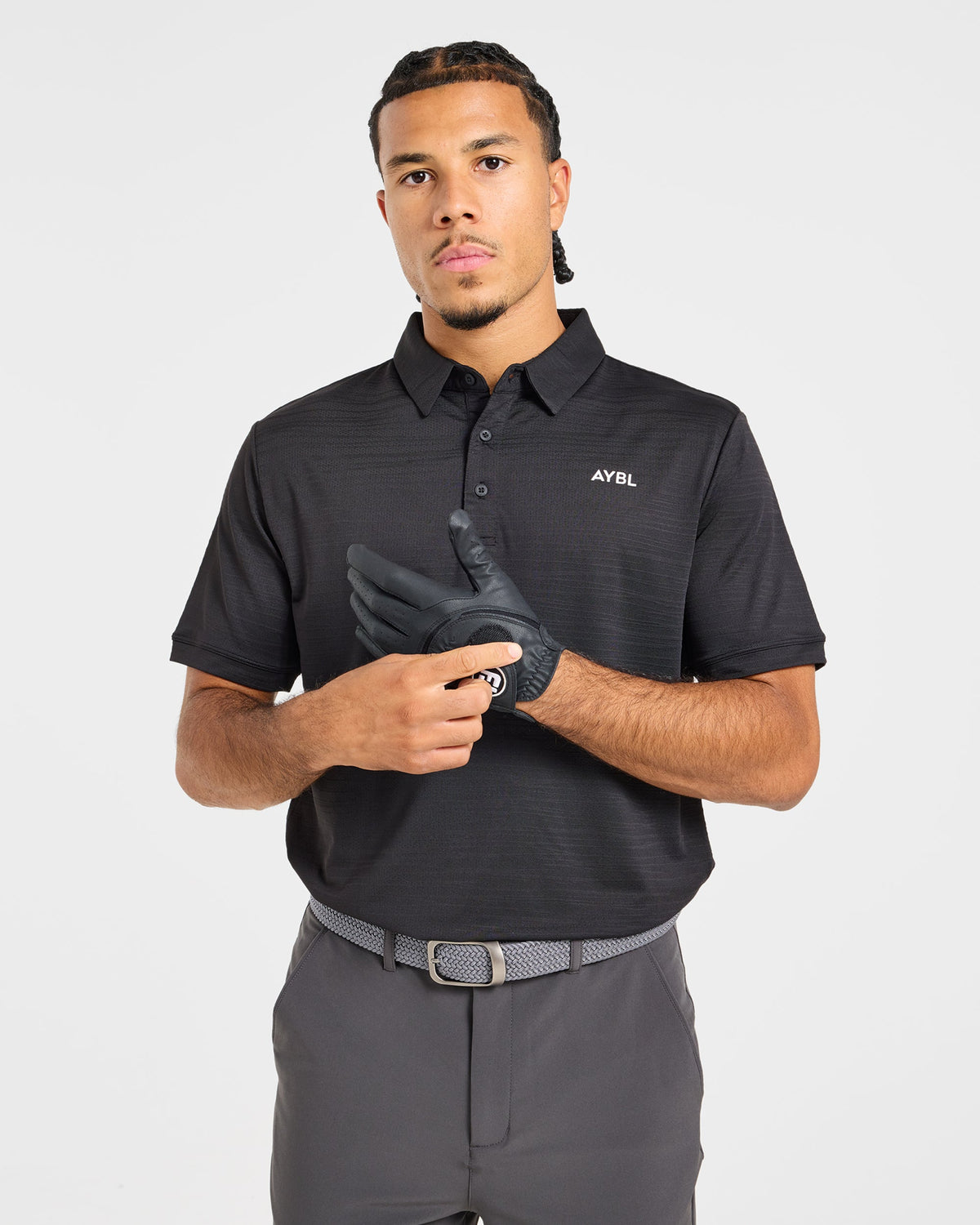 Precision Textured Stripe Polo - Zwart