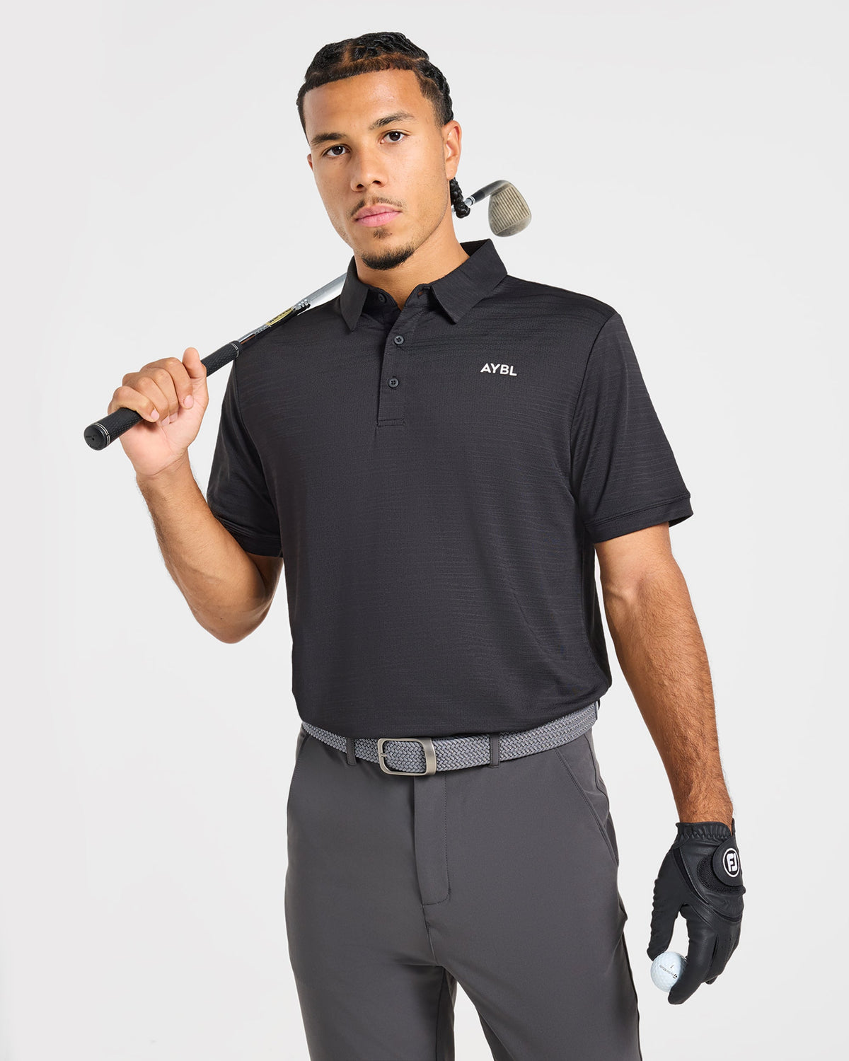 Precision Textured Stripe Polo - Zwart