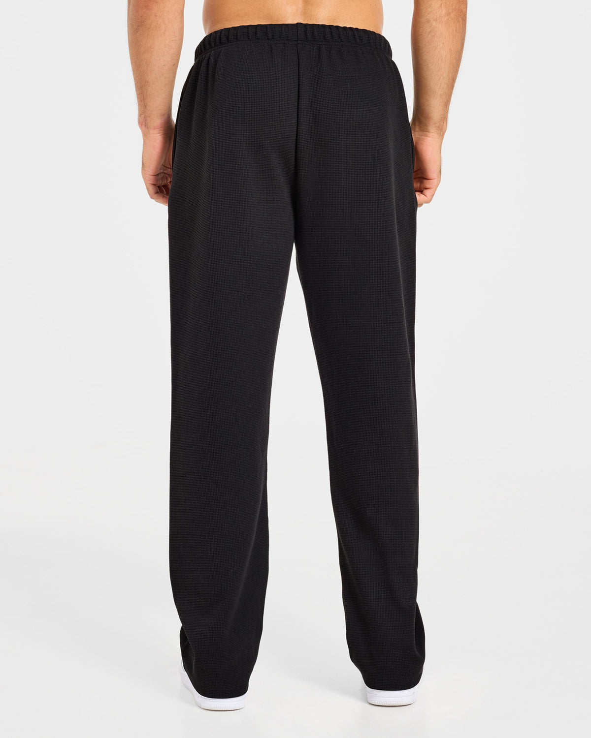Waffle Oversized Straight Leg Joggers - Zwart