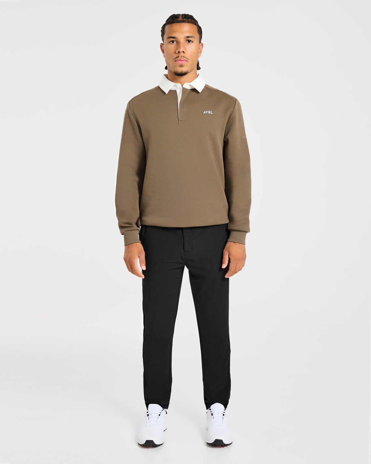Precision Contrast Collared Pullover - Dark Olive