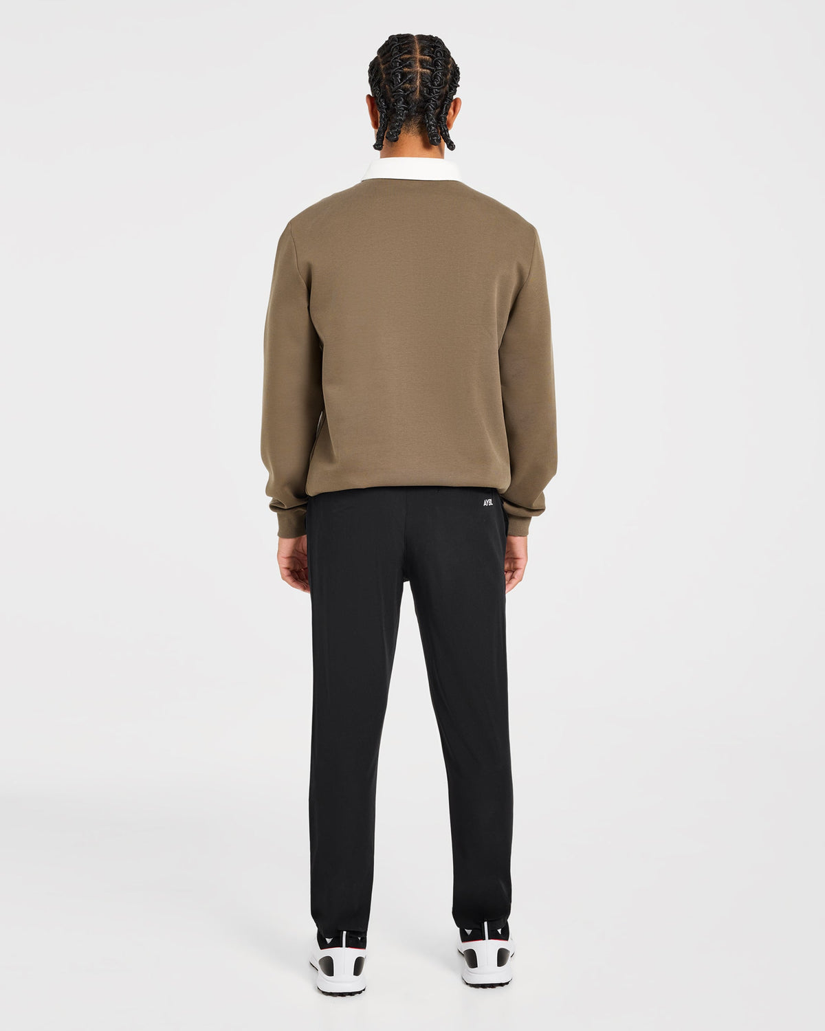 Precision Contrast Collared Pullover - Dark Olive