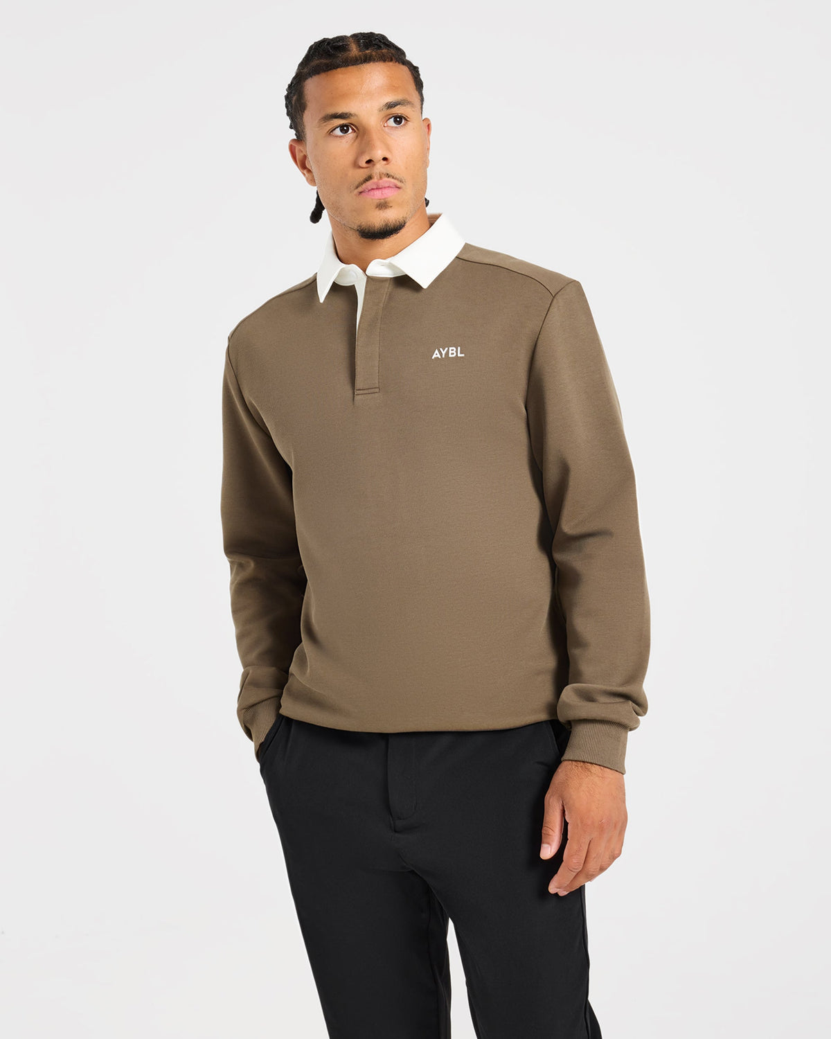 Precision Contrast Collared Pullover - Dark Olive