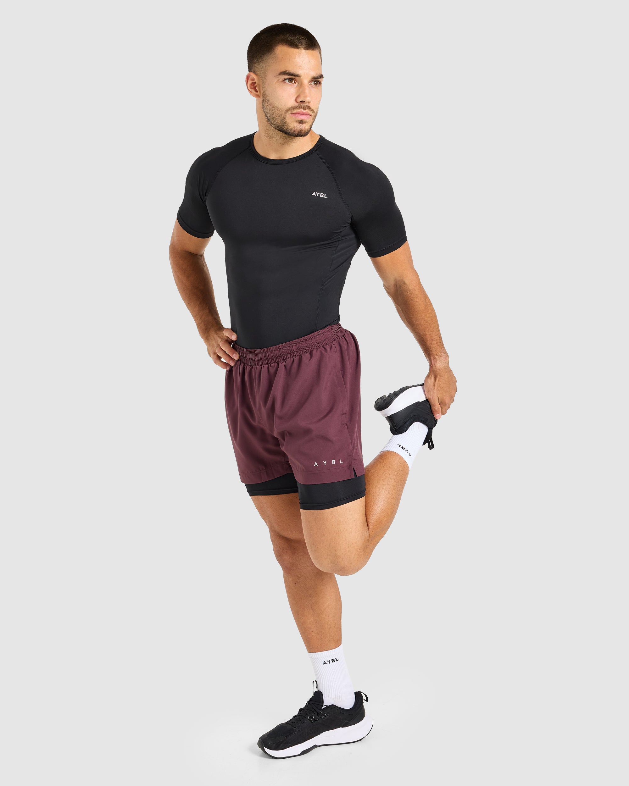 Core 2 in 1 Shorts - Dusty Plum/Zwart