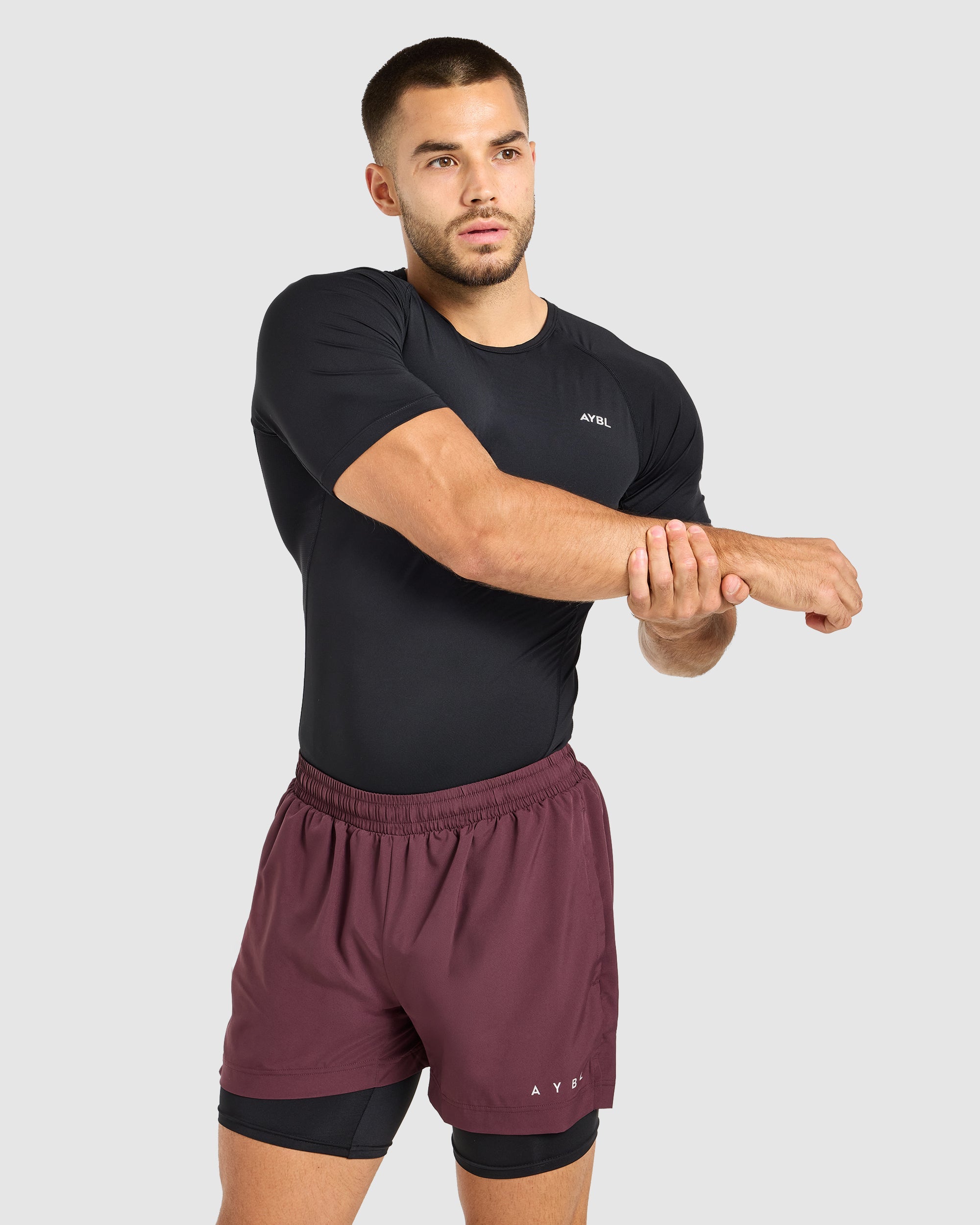 Core 2 in 1 Shorts - Dusty Plum/Zwart