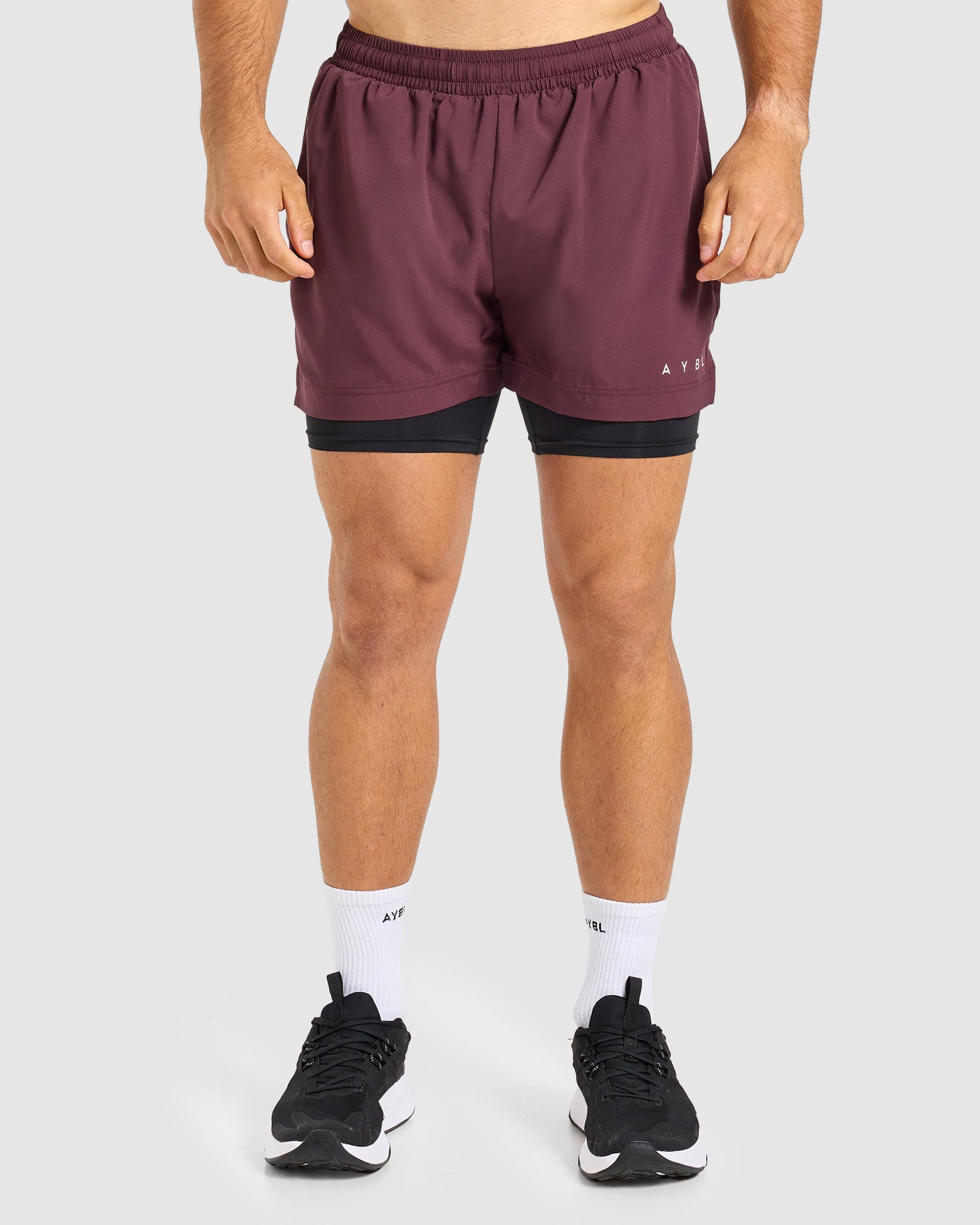 Core 2 in 1 Shorts - Dusty Plum/Zwart