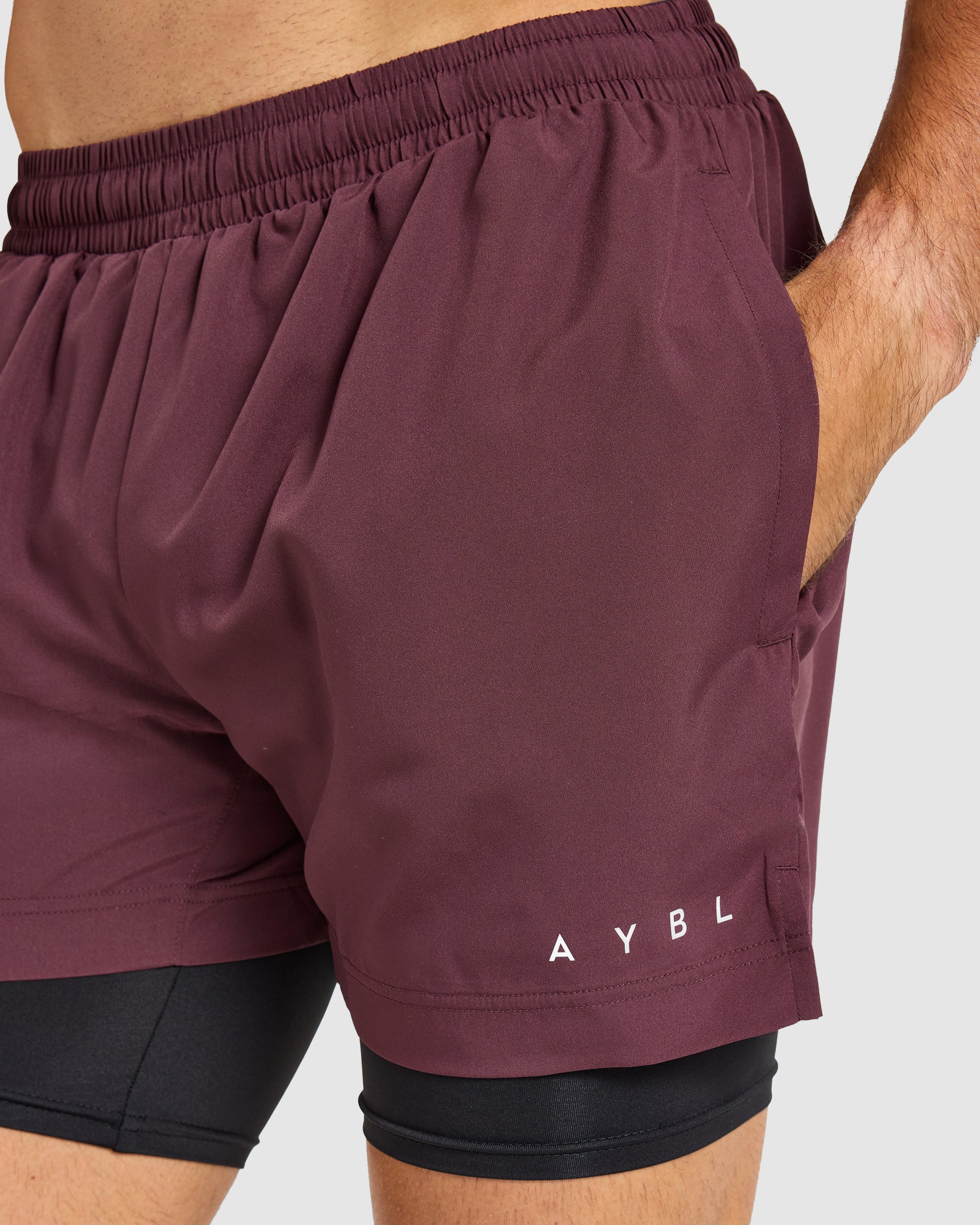 Core 2 in 1 Shorts - Dusty Plum/Zwart
