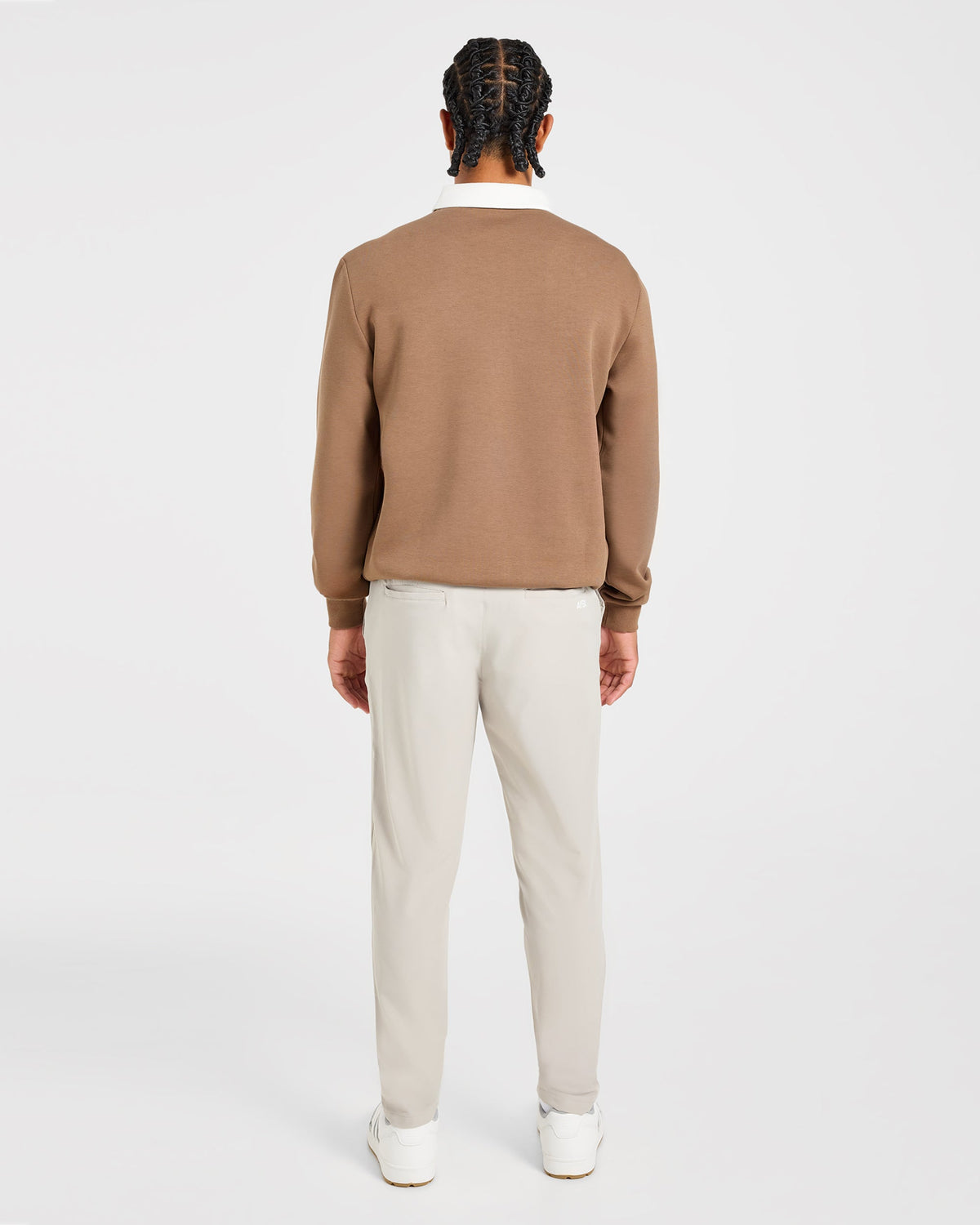 Precision Contrast Collared Pullover - Dark Dune
