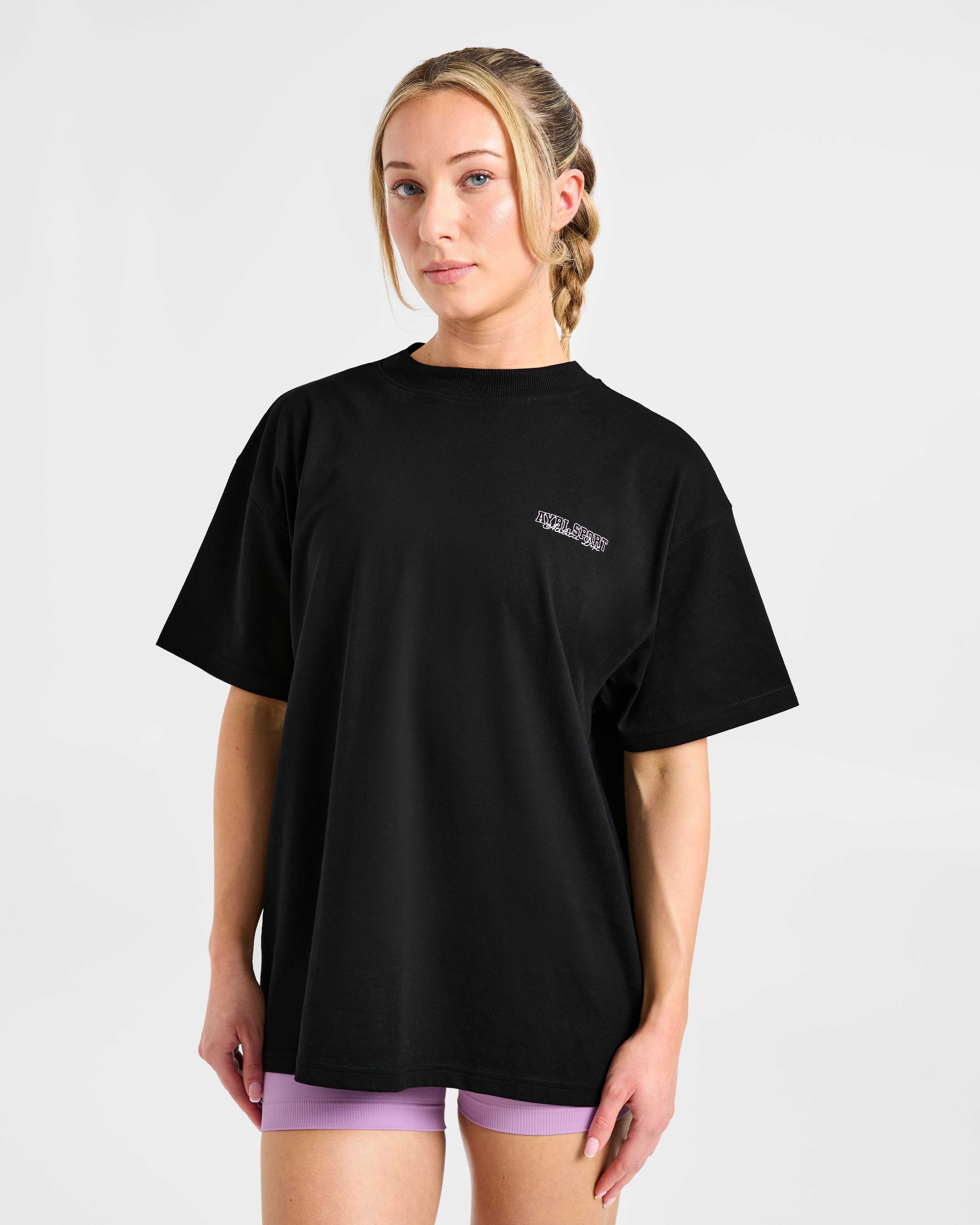 Varsity Dept Oversized T Shirt - Zwart/Lilac