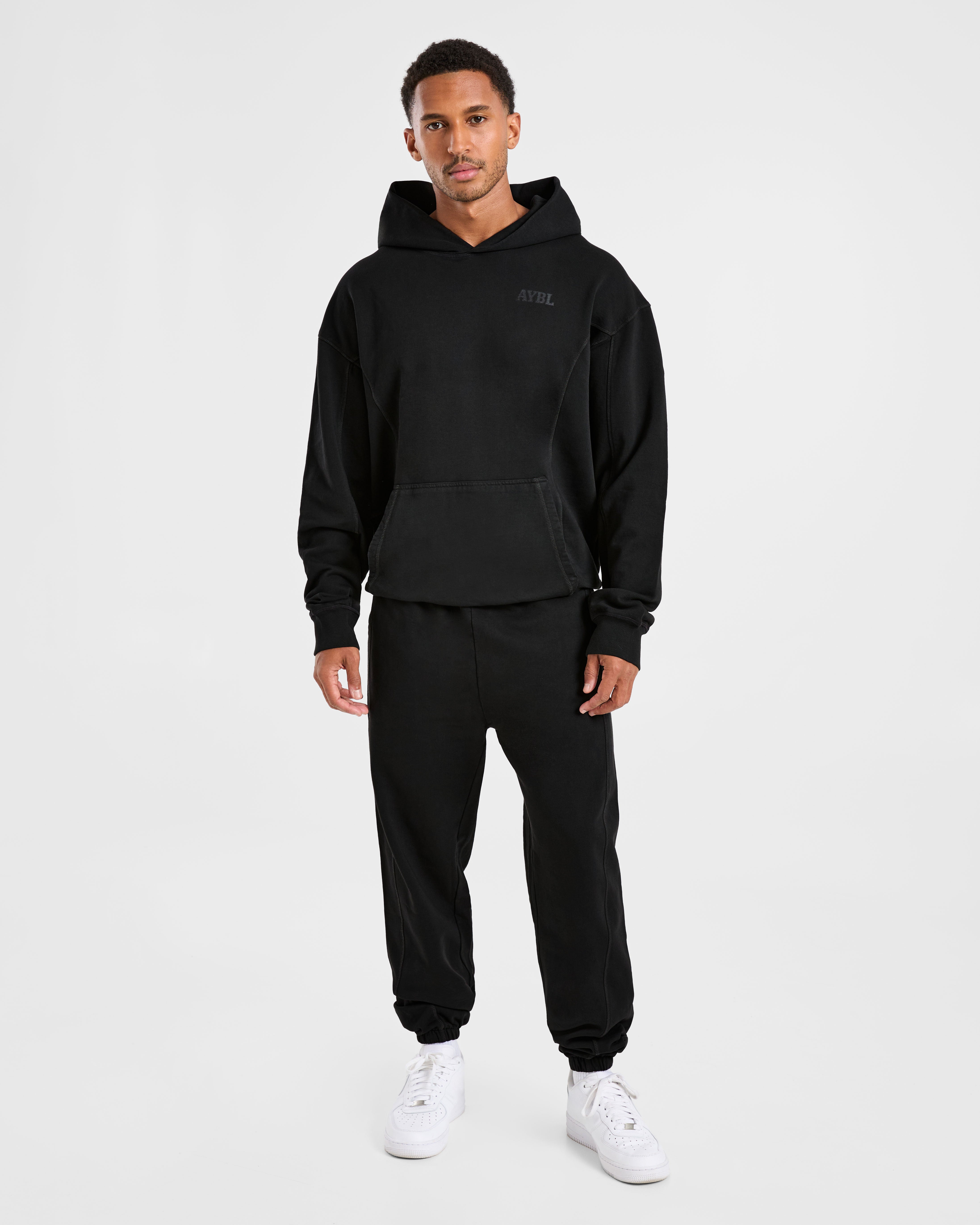 Lift Club Distressed Hoodie - Zwart/Charcoal