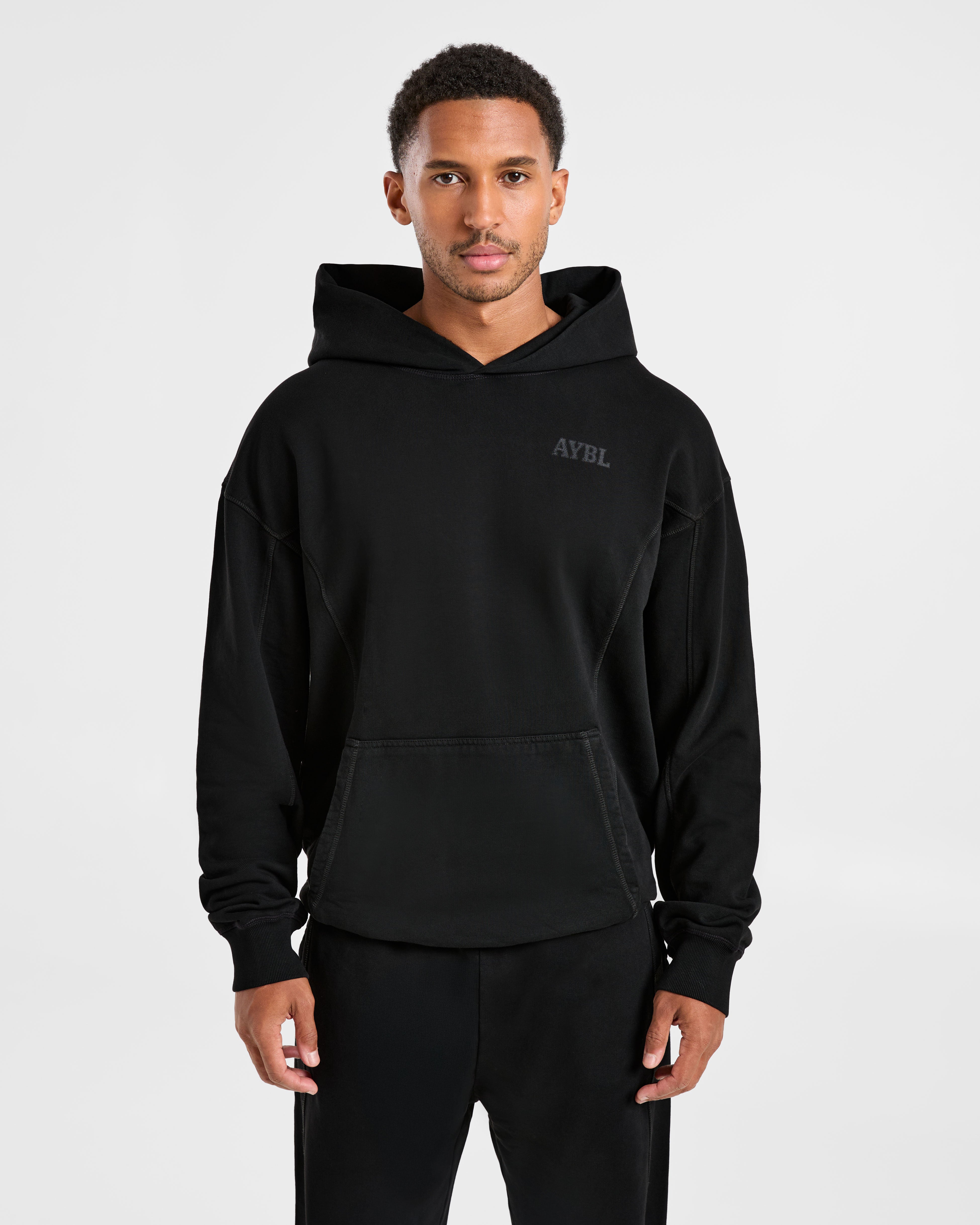 Lift Club Distressed Hoodie - Zwart/Charcoal