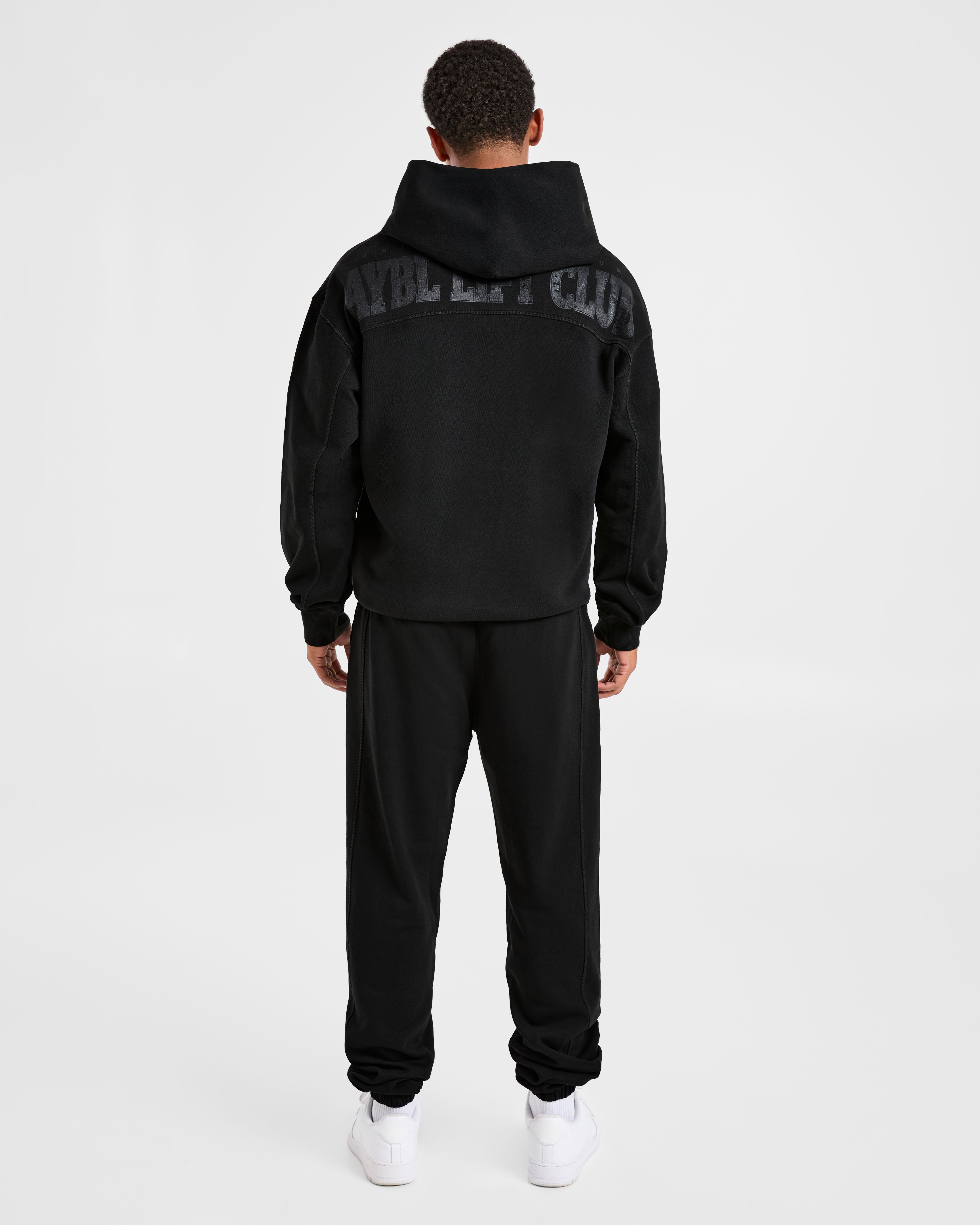 Lift Club Distressed Hoodie - Zwart/Charcoal