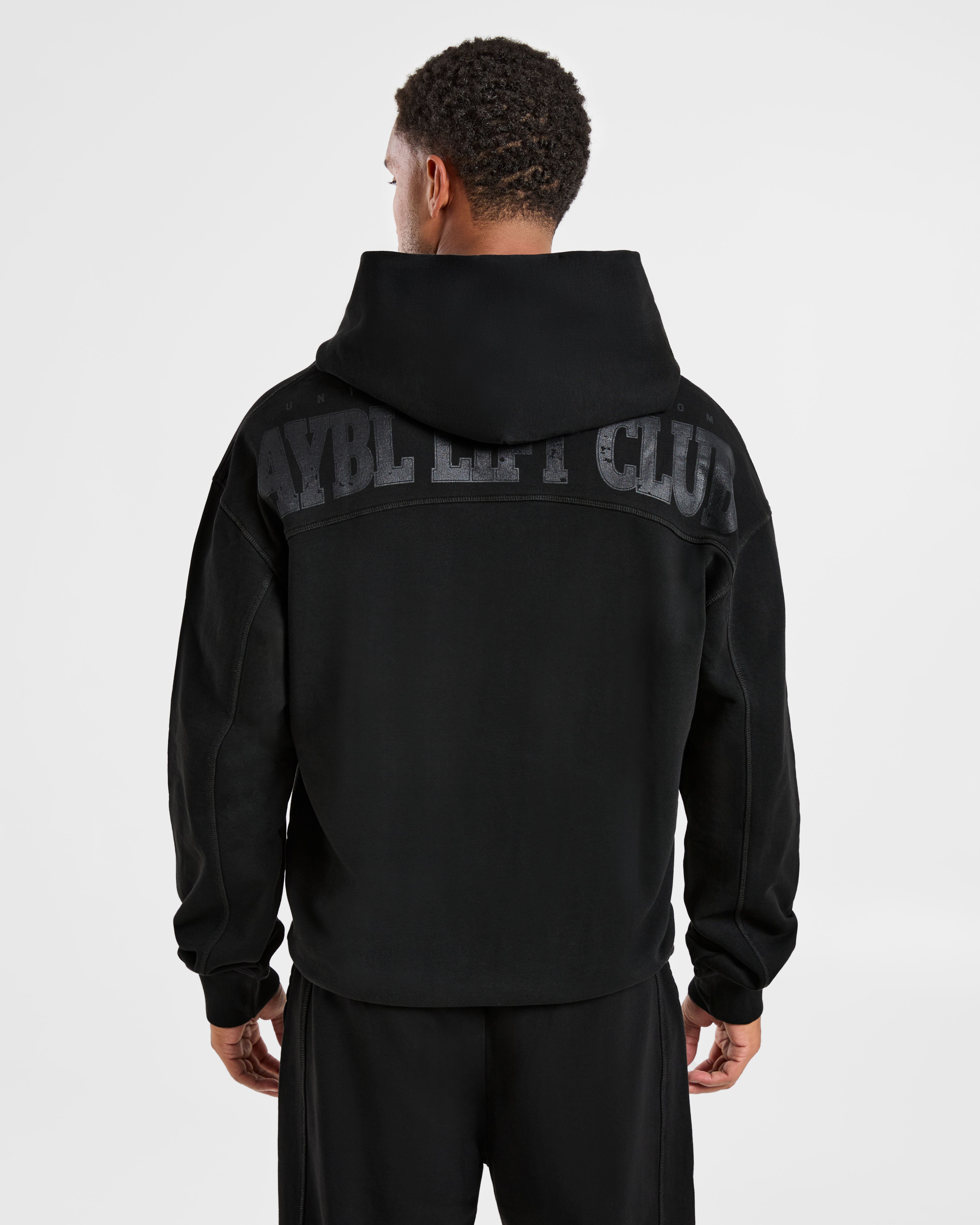 Lift Club Distressed Hoodie - Zwart/Charcoal