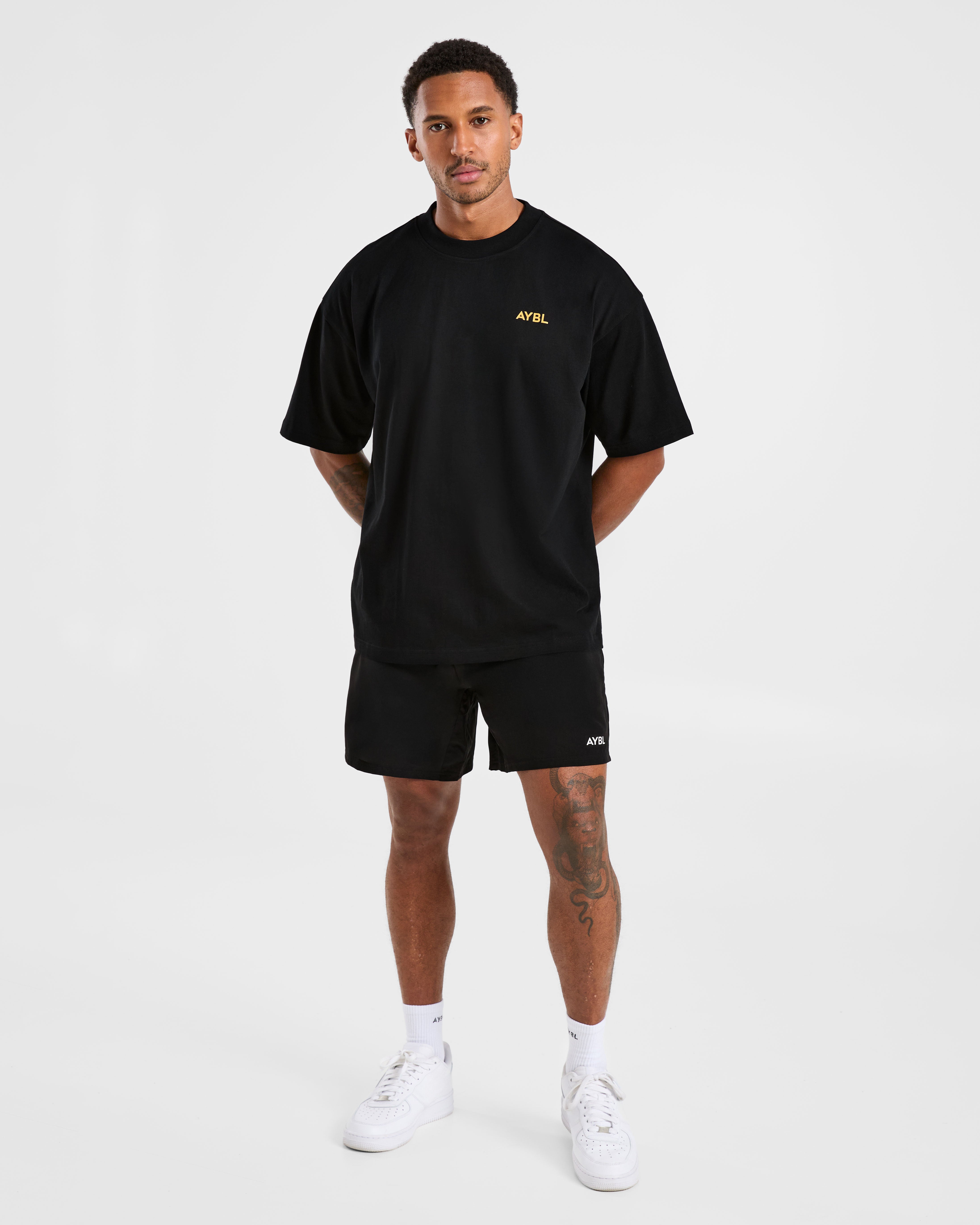 Essential Oversized T Shirt - Zwart/Mango Geel