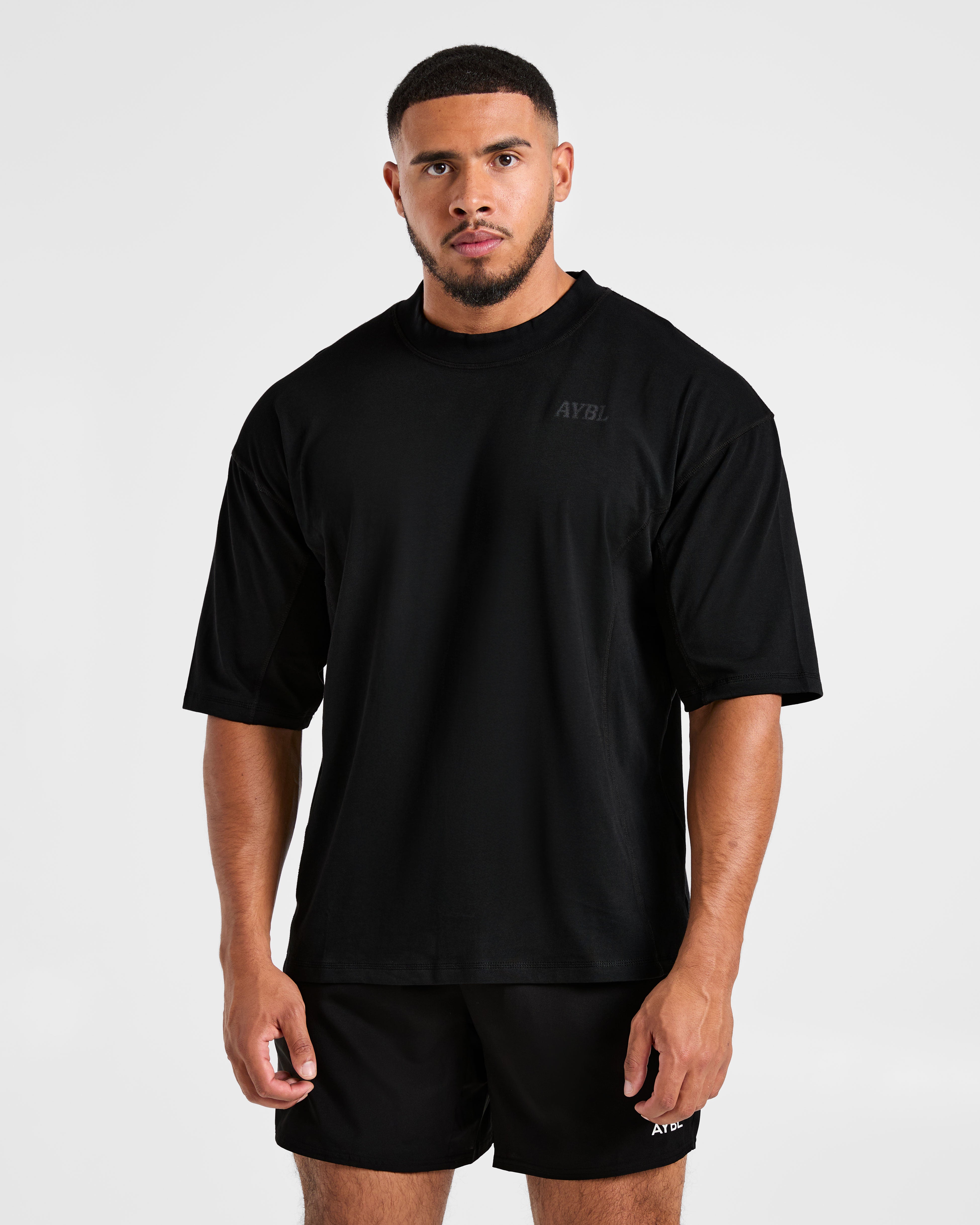 Lift Club Distressed Oversized T Shirt - Zwart/Charcoal