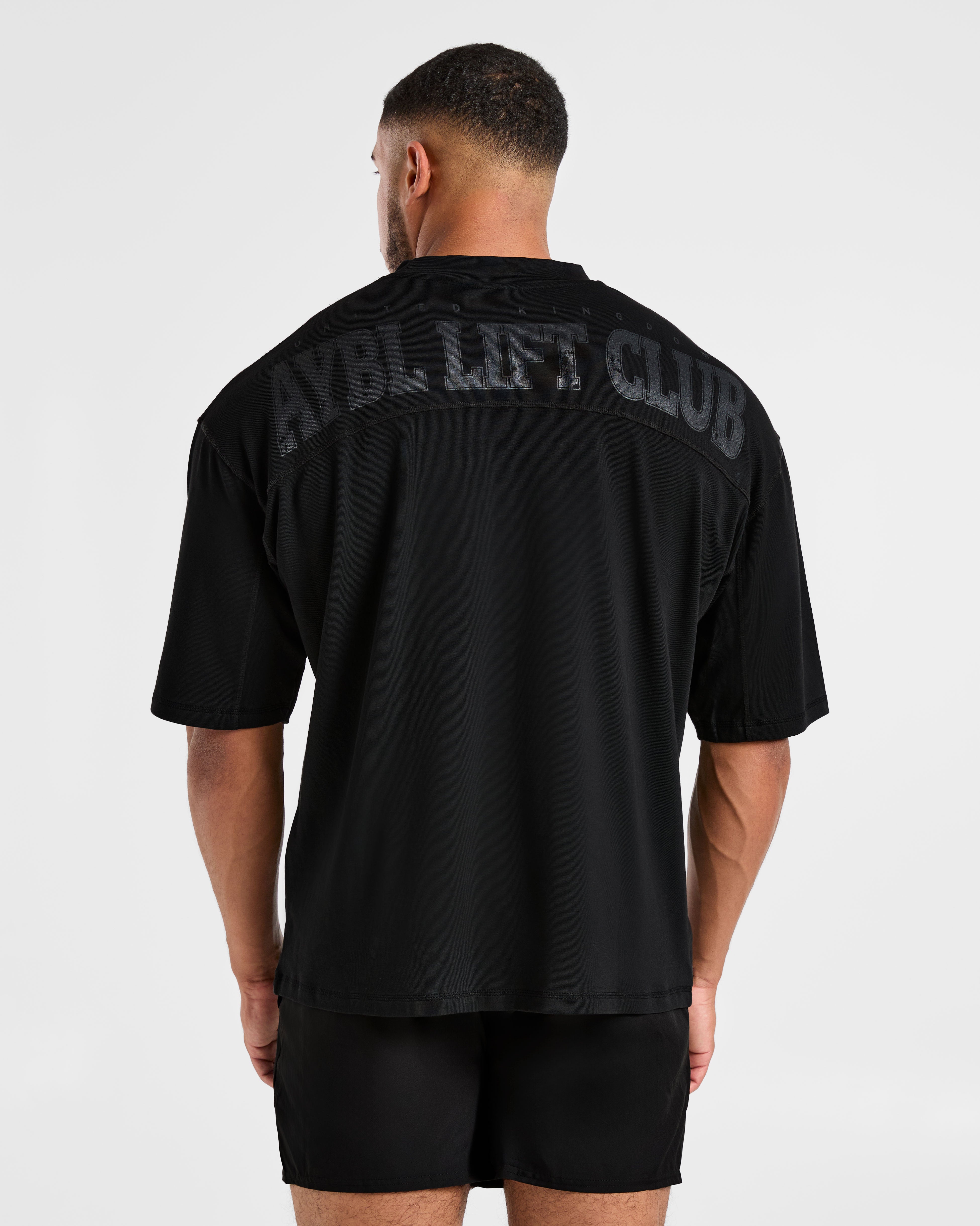 Lift Club Distressed Oversized T Shirt - Zwart/Charcoal