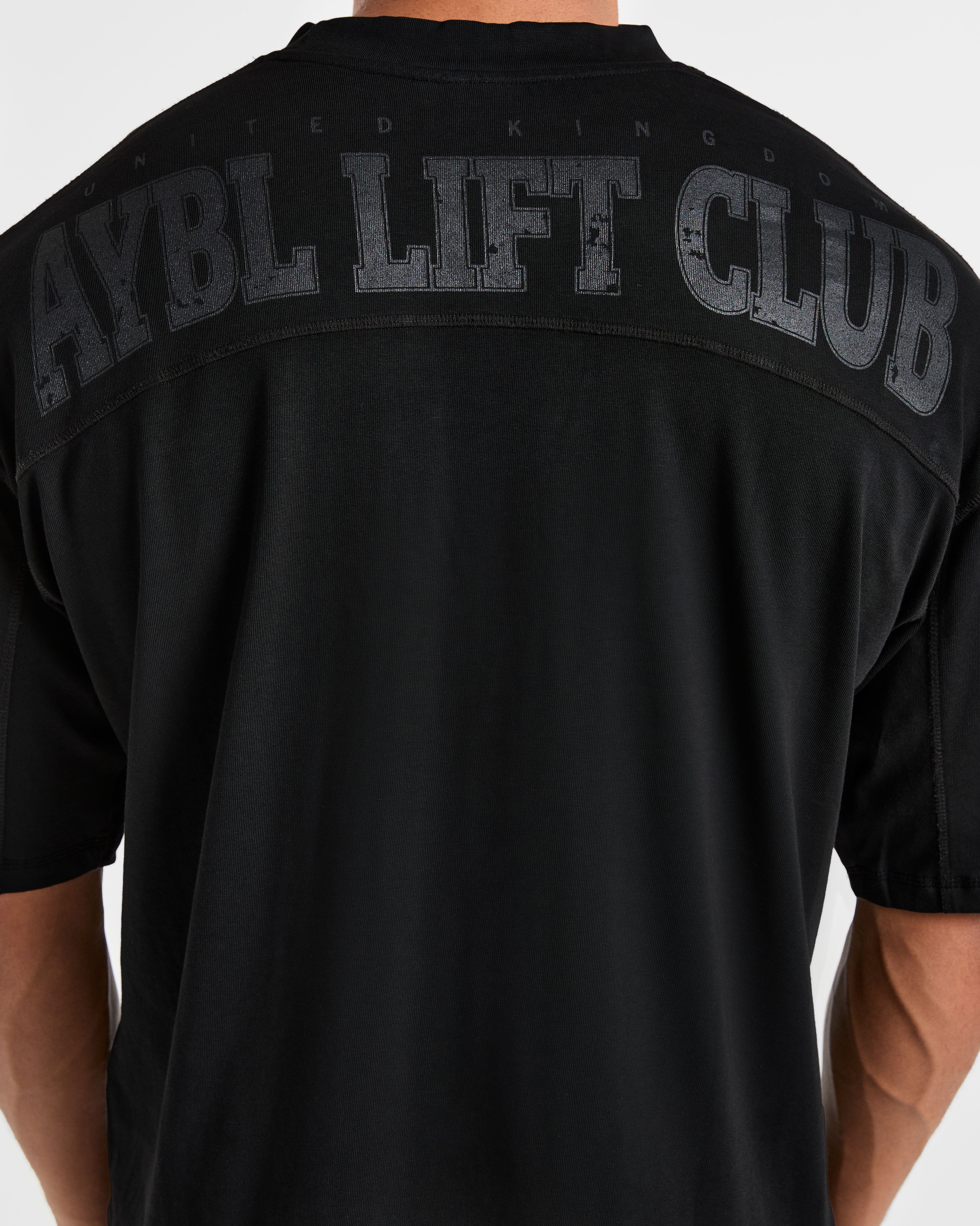 Lift Club Distressed Oversized T Shirt - Zwart/Charcoal
