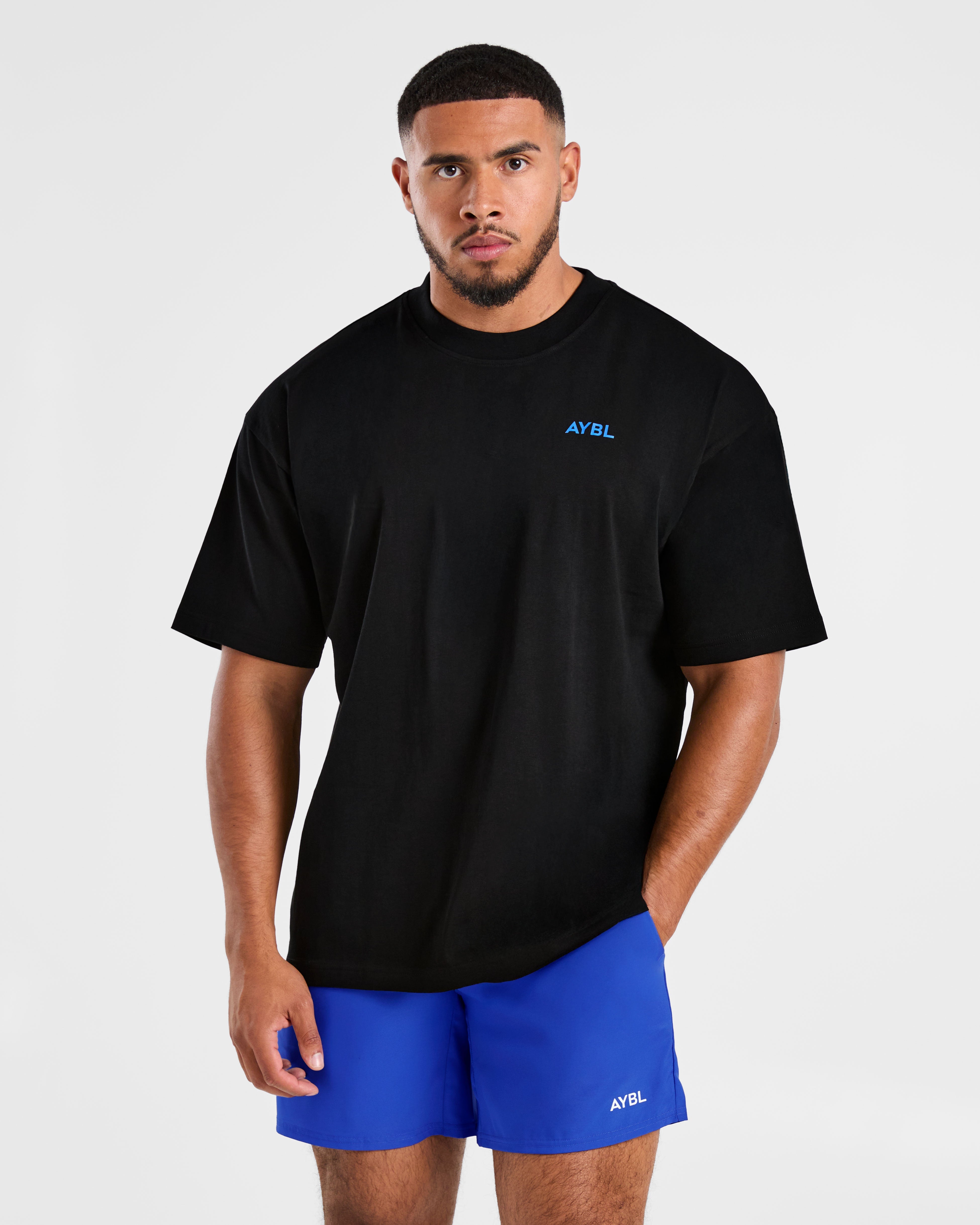 Essential Oversized T Shirt - Zwart/Cobalt