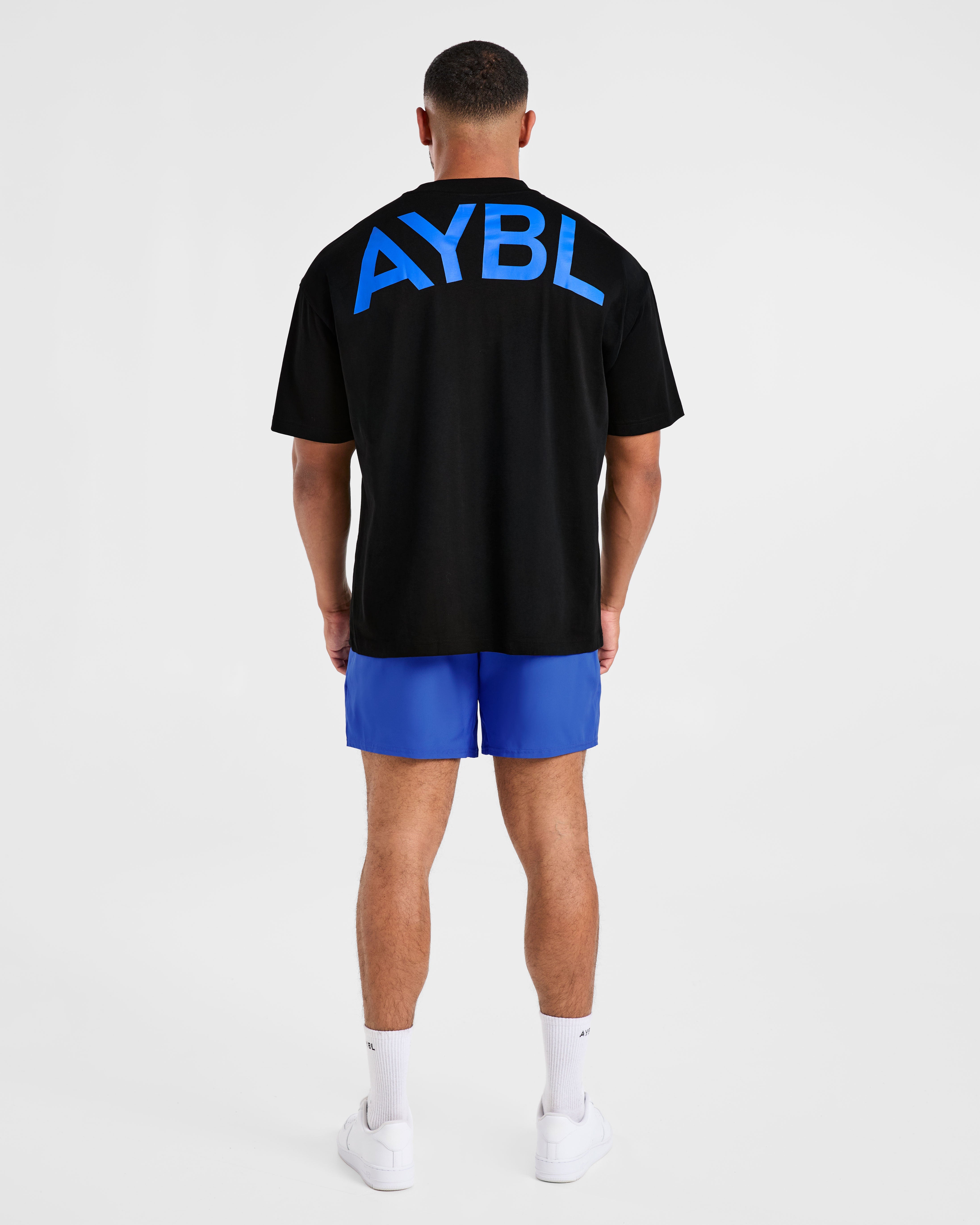 Essential Oversized T Shirt - Zwart/Cobalt