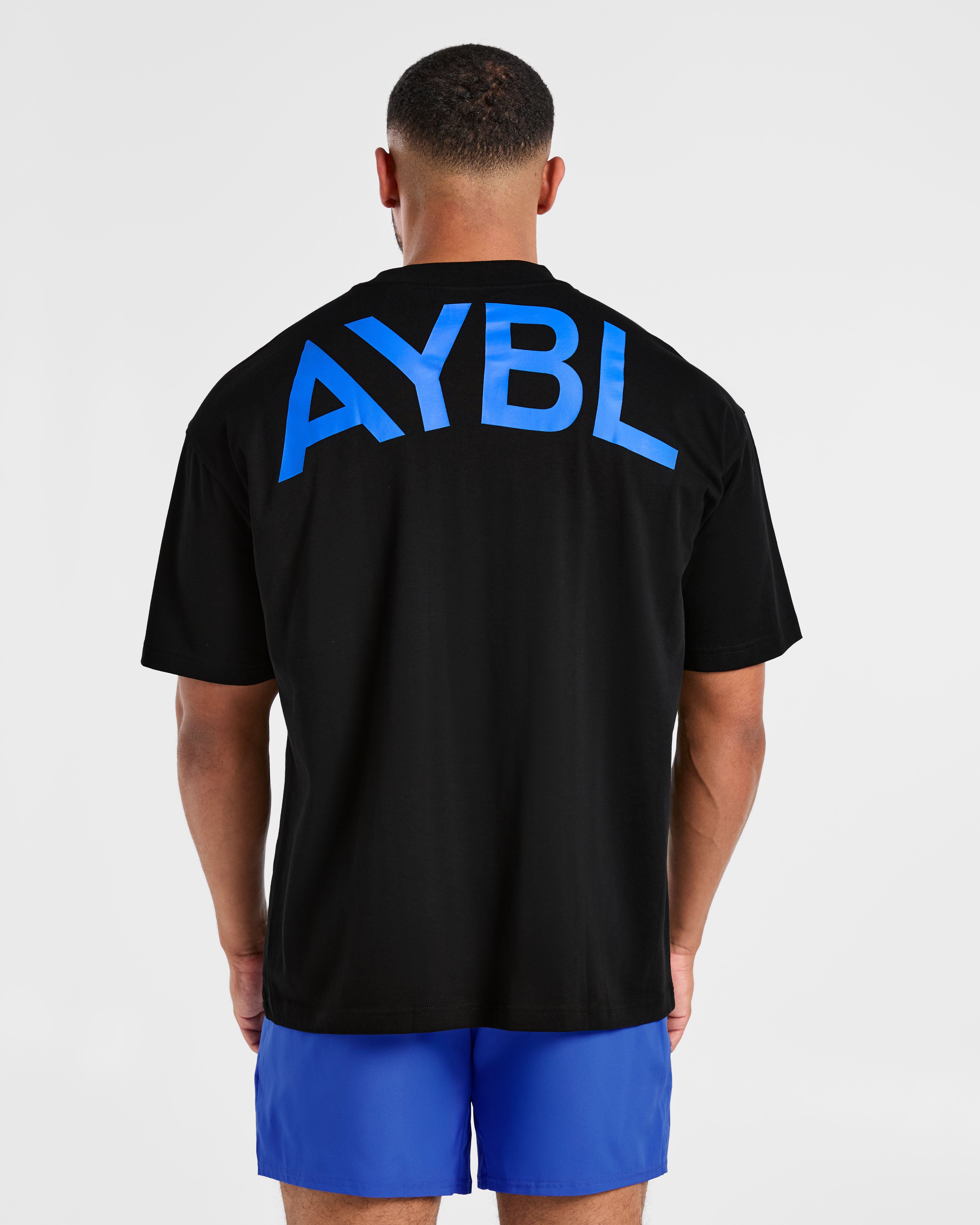 Essential Oversized T Shirt - Zwart/Cobalt