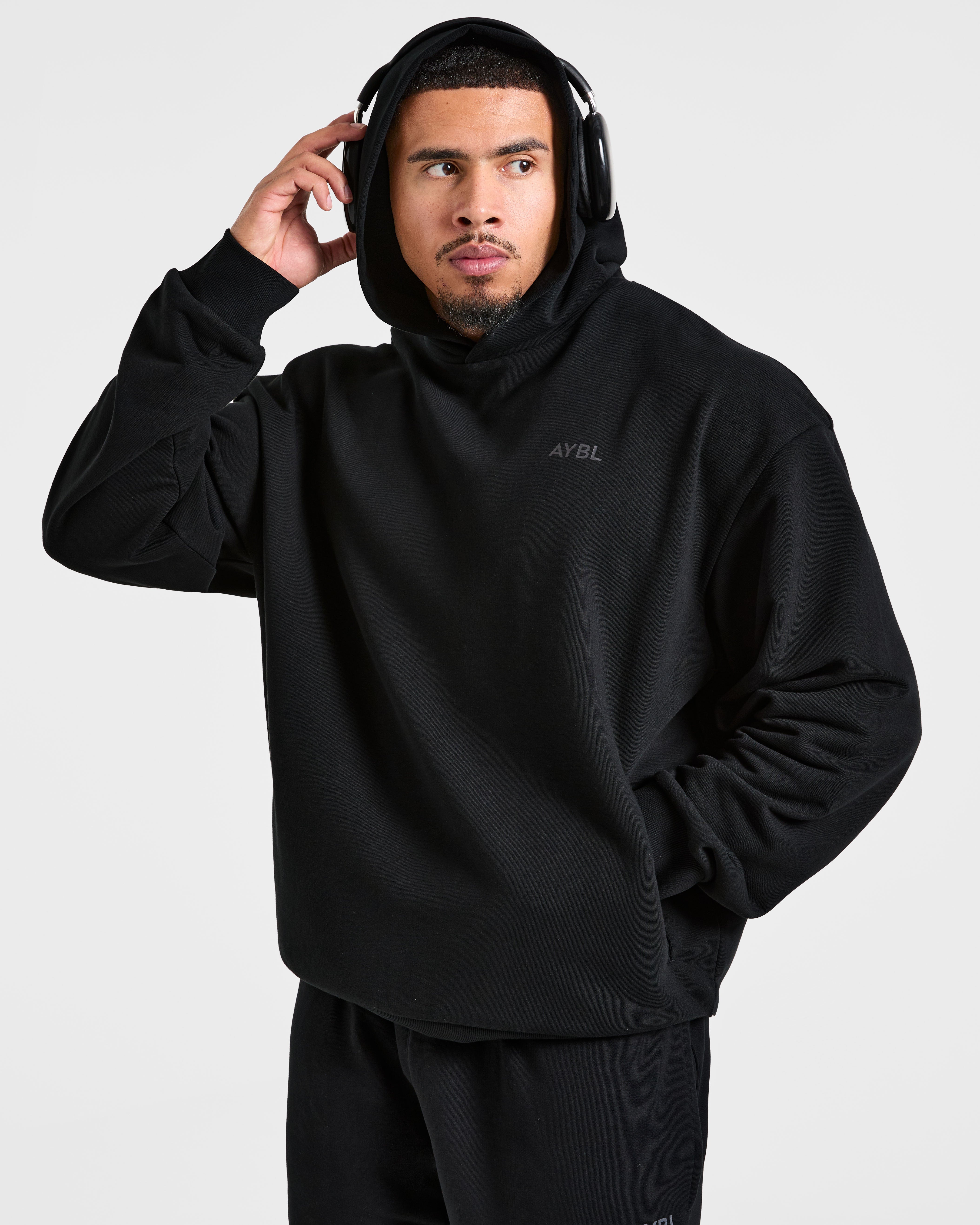 Essential Oversized Graphic Hoodie - Zwart