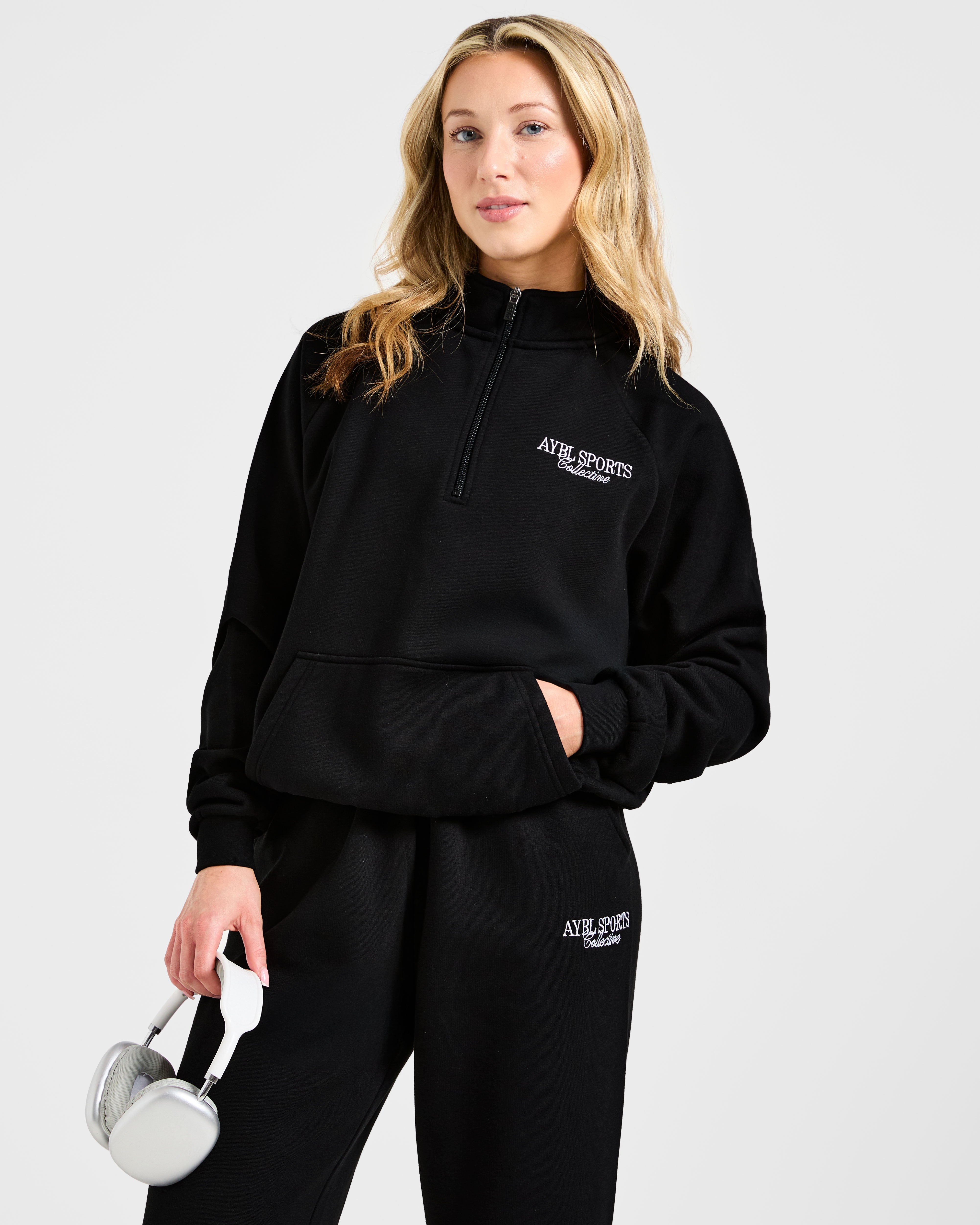 Sports Collective Oversized 1/4 Zip Pullover - Zwart