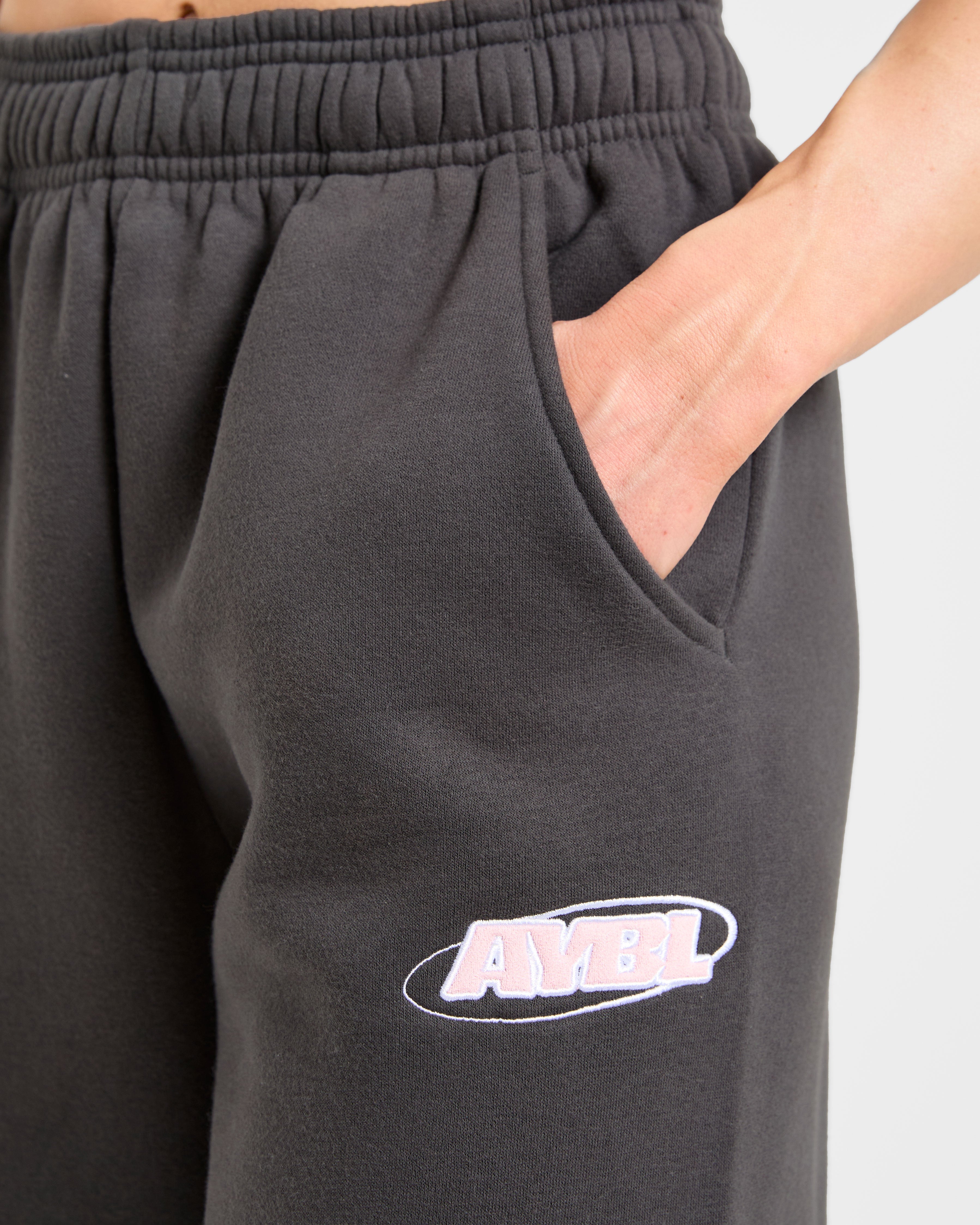 Sports Essentials Oversized Straight Leg Joggers - Charcoal/Roze