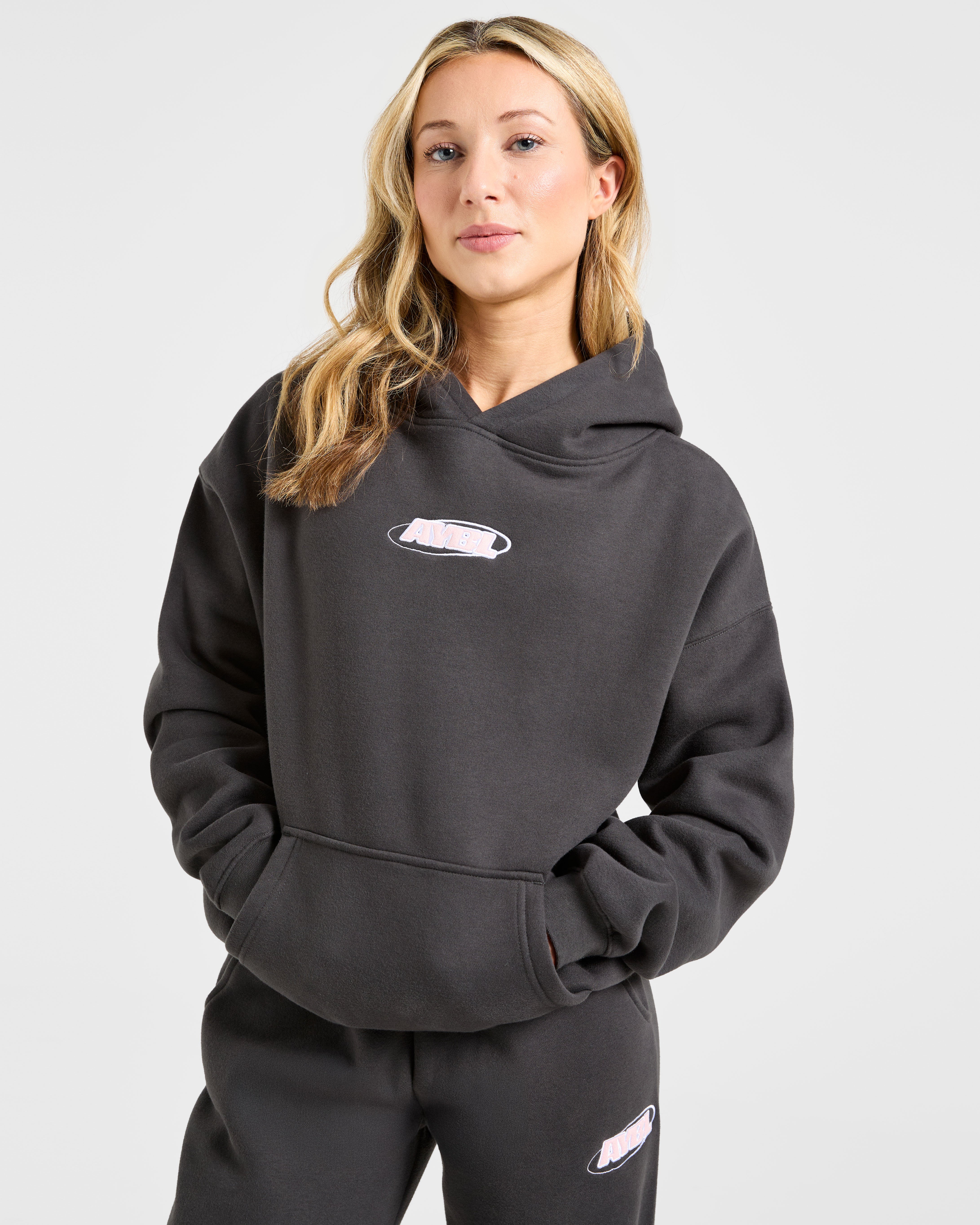 Sports Essentials Oversized Hoodie - Charcoal/Roze