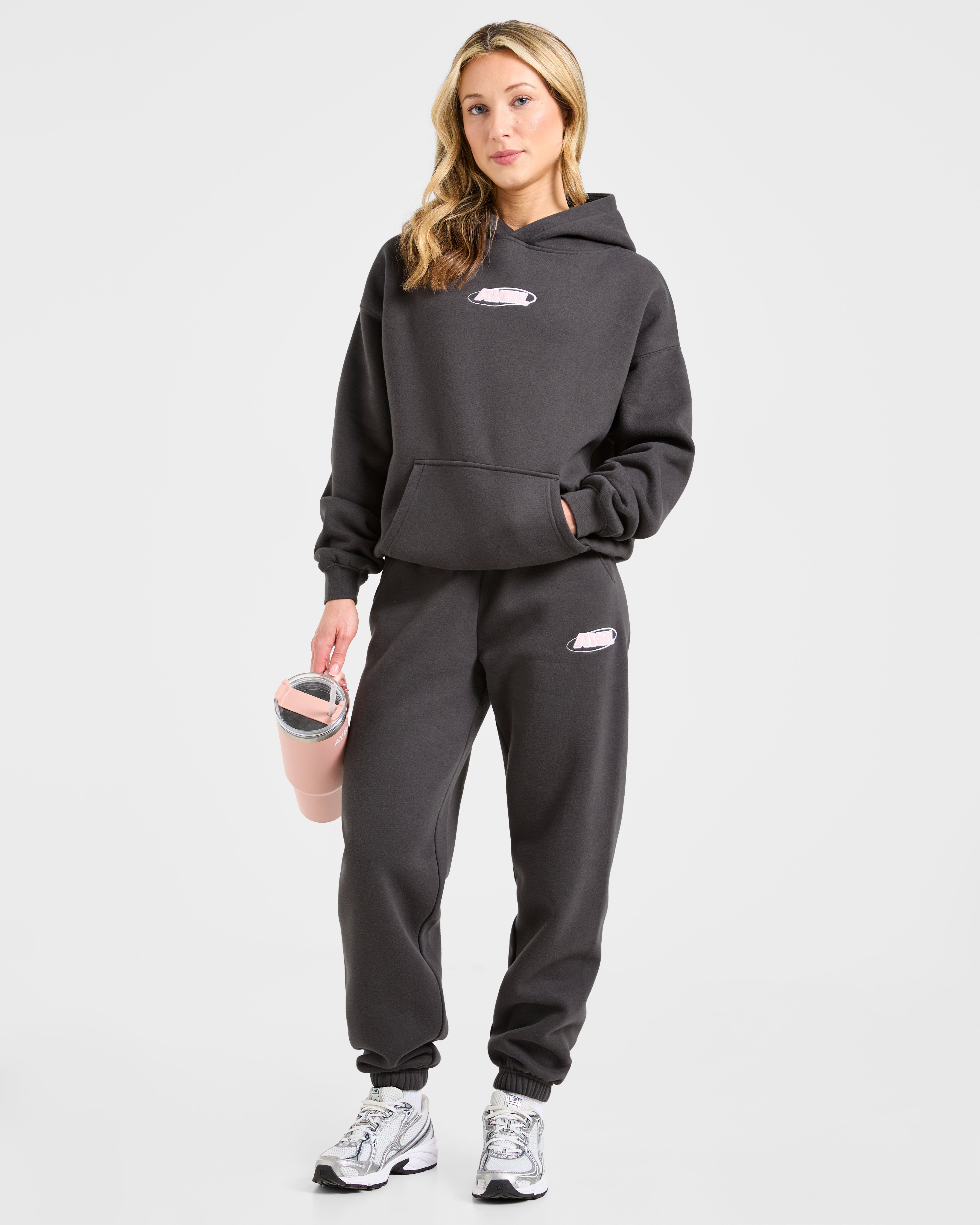 Sports Essentials Oversized Joggers - Charcoal/Roze