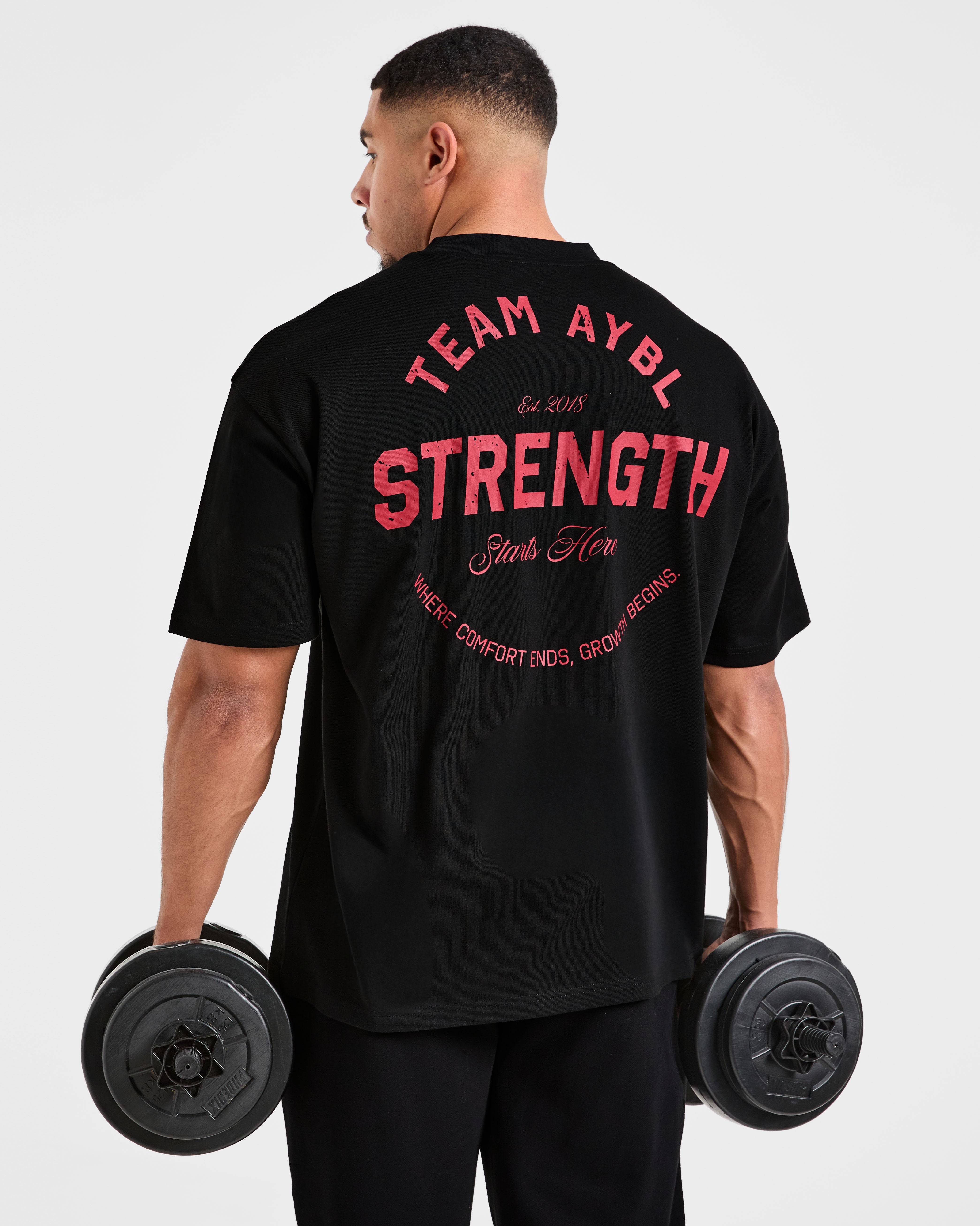 Cam Kissel x Strength Starts Here Oversized T Shirt  - Zwart/Rood