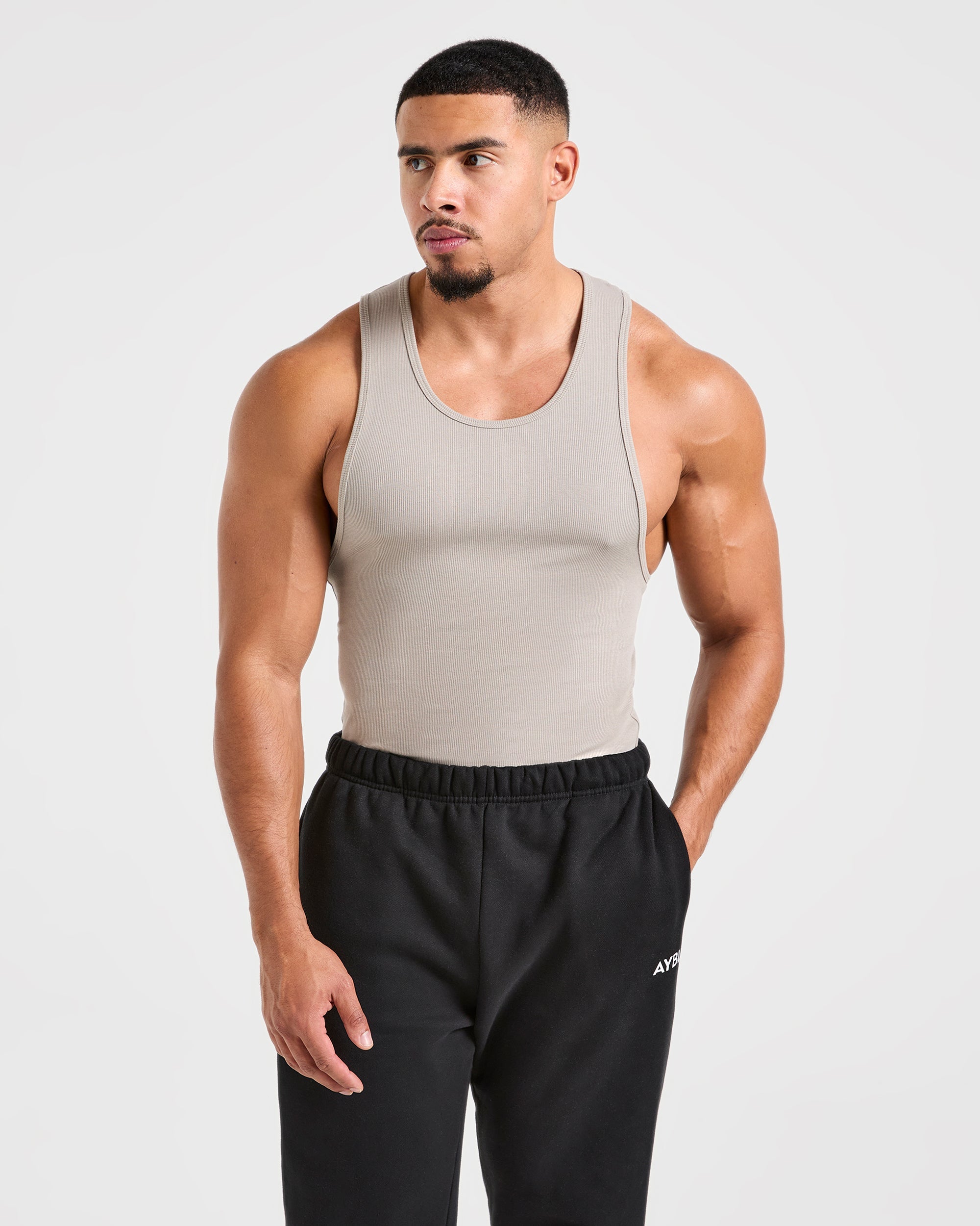 Muscle Ribbed Tank - Cloud Grijs