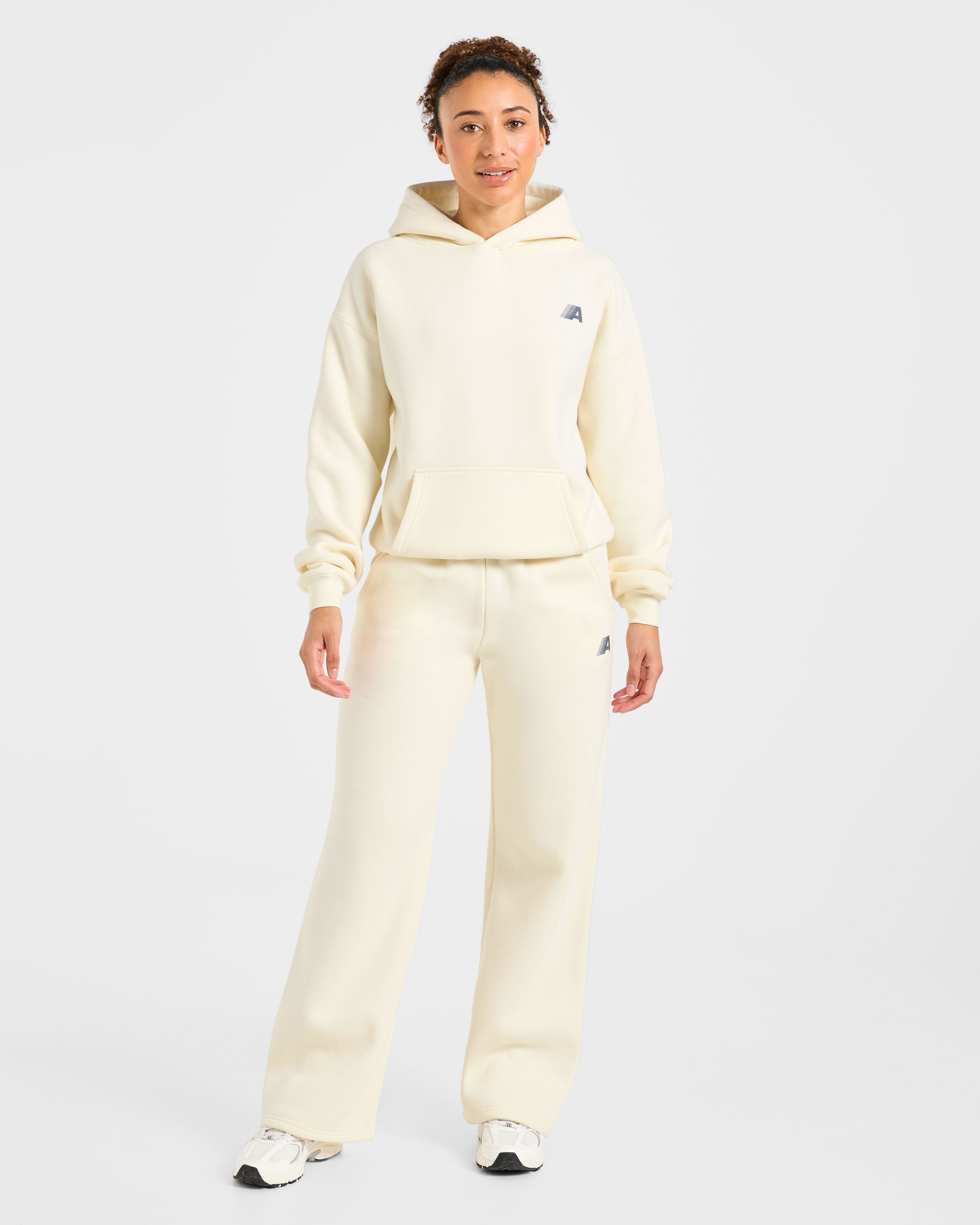 Retro Athletics Oversized Hoodie - Butter Geel/Navy