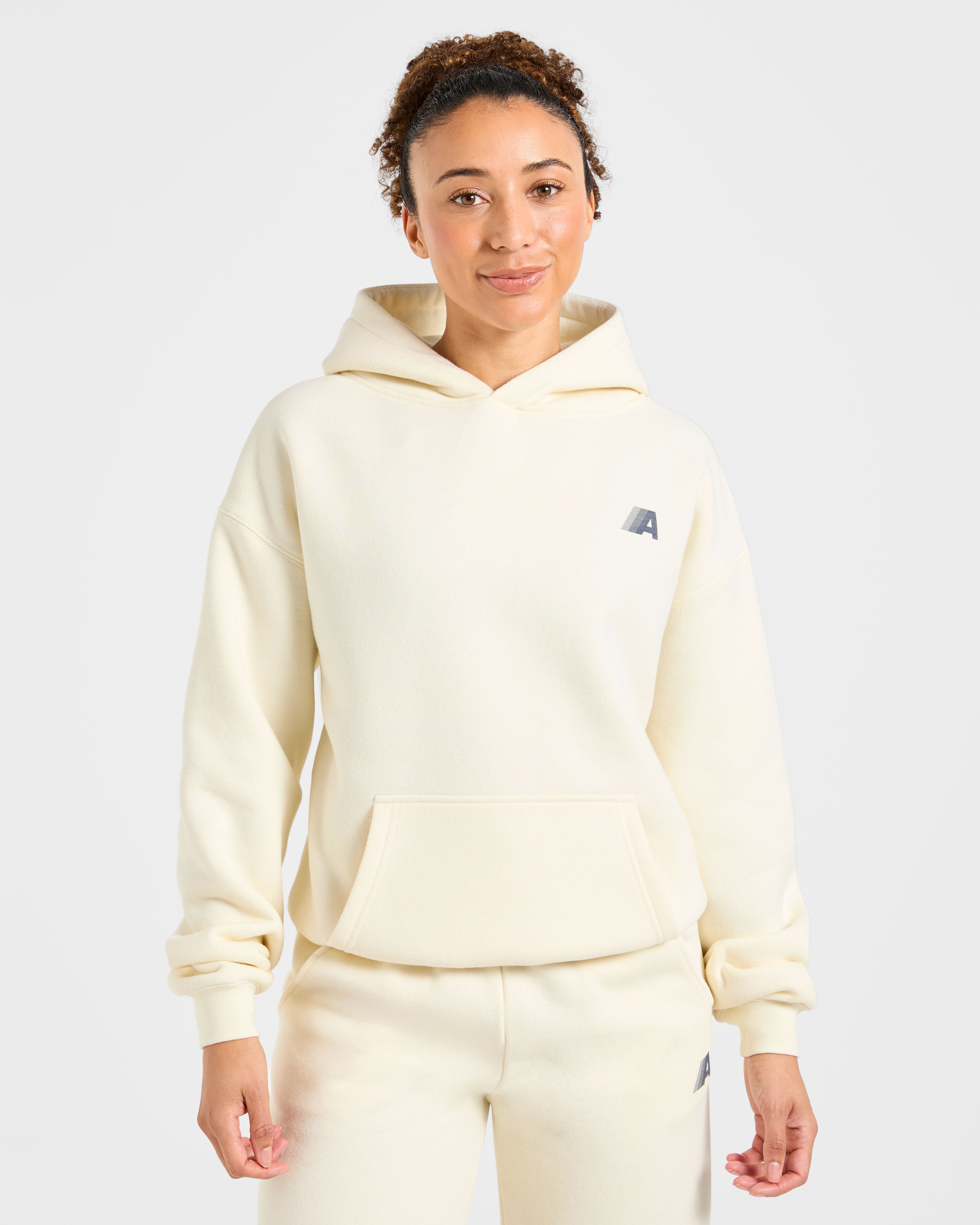 Retro Athletics Oversized Hoodie - Butter Geel/Navy