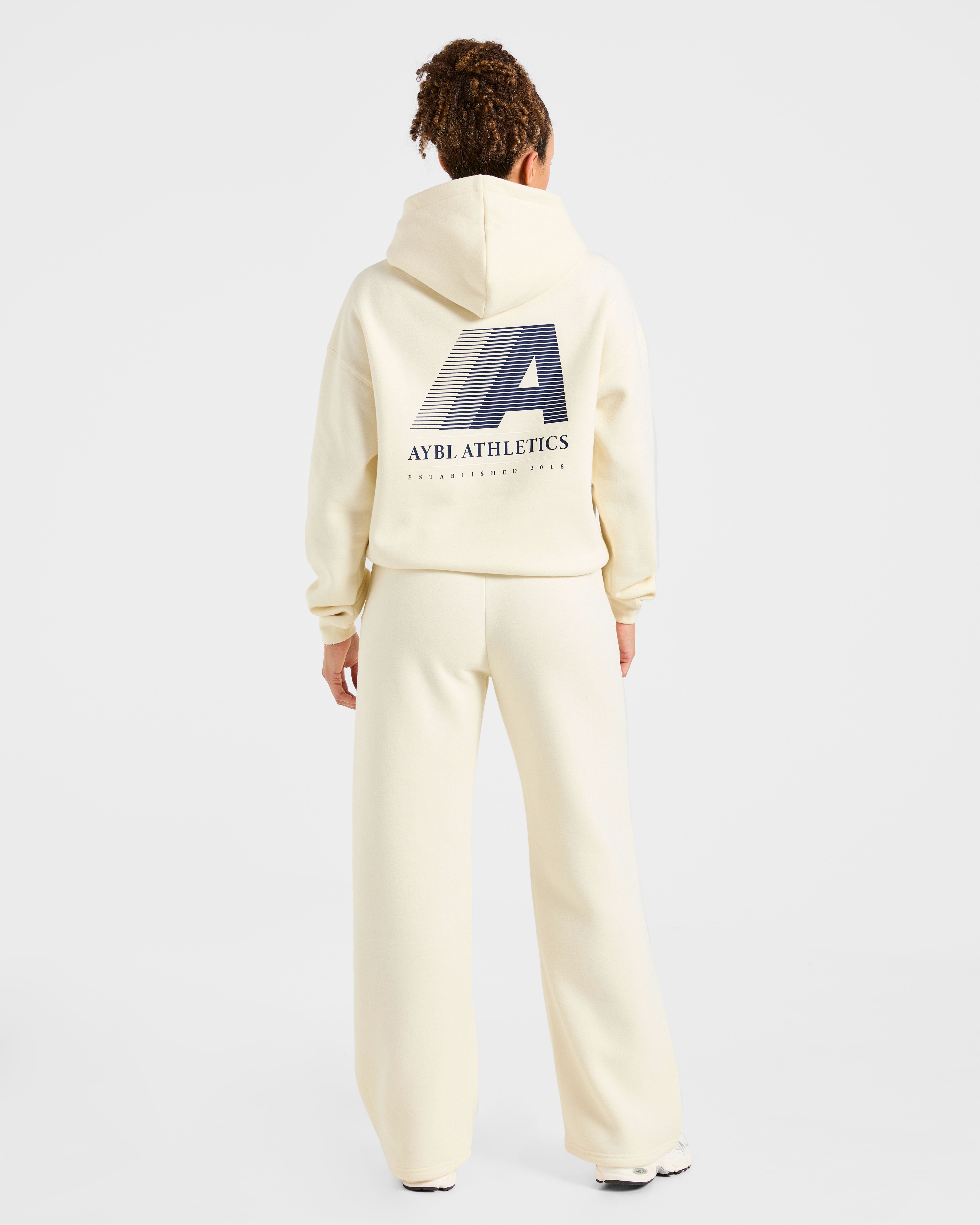 Retro Athletics Oversized Straight Leg Joggers - Butter Geel/Navy