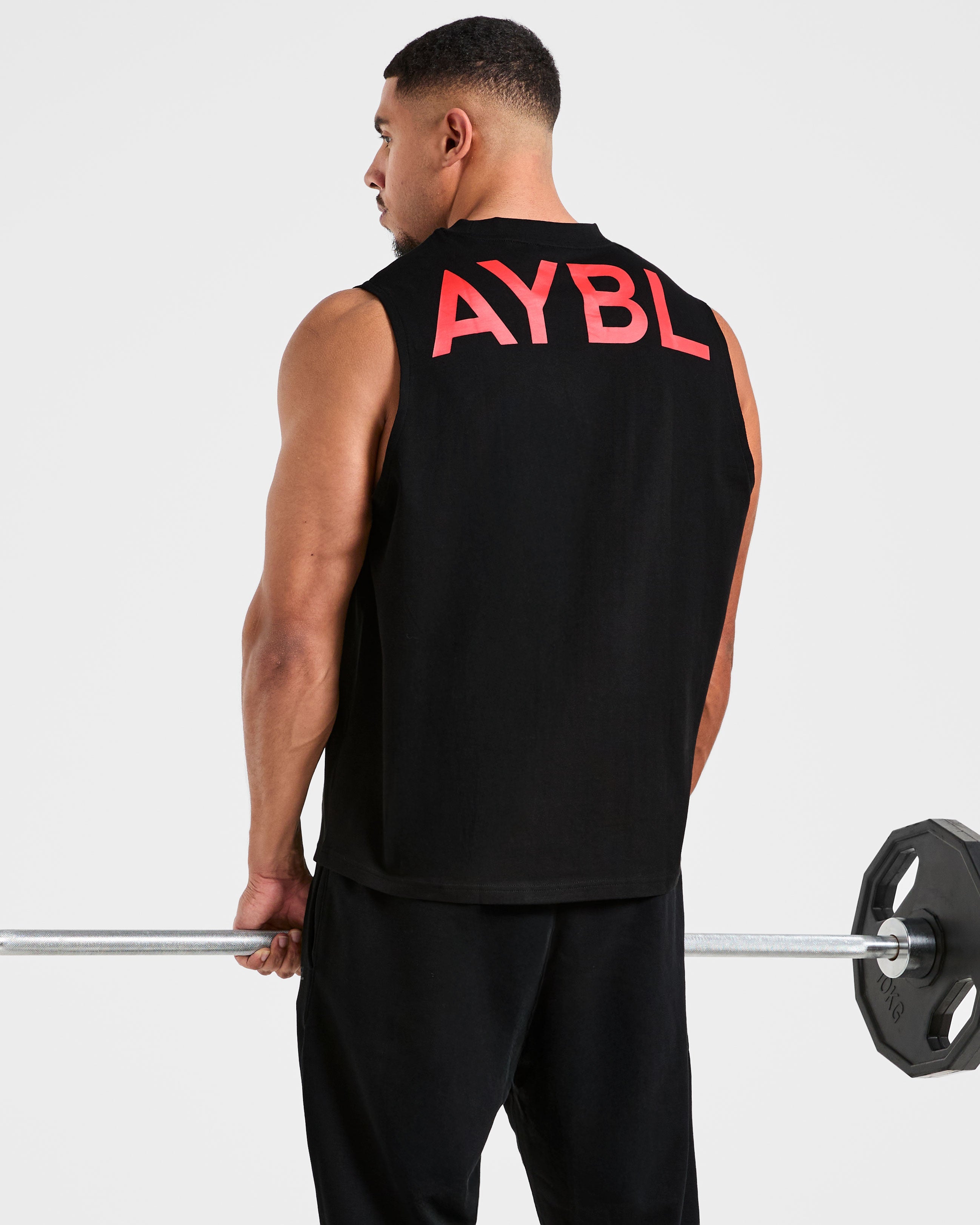 Essential Oversized Graphic Tank - Zwart/Rood