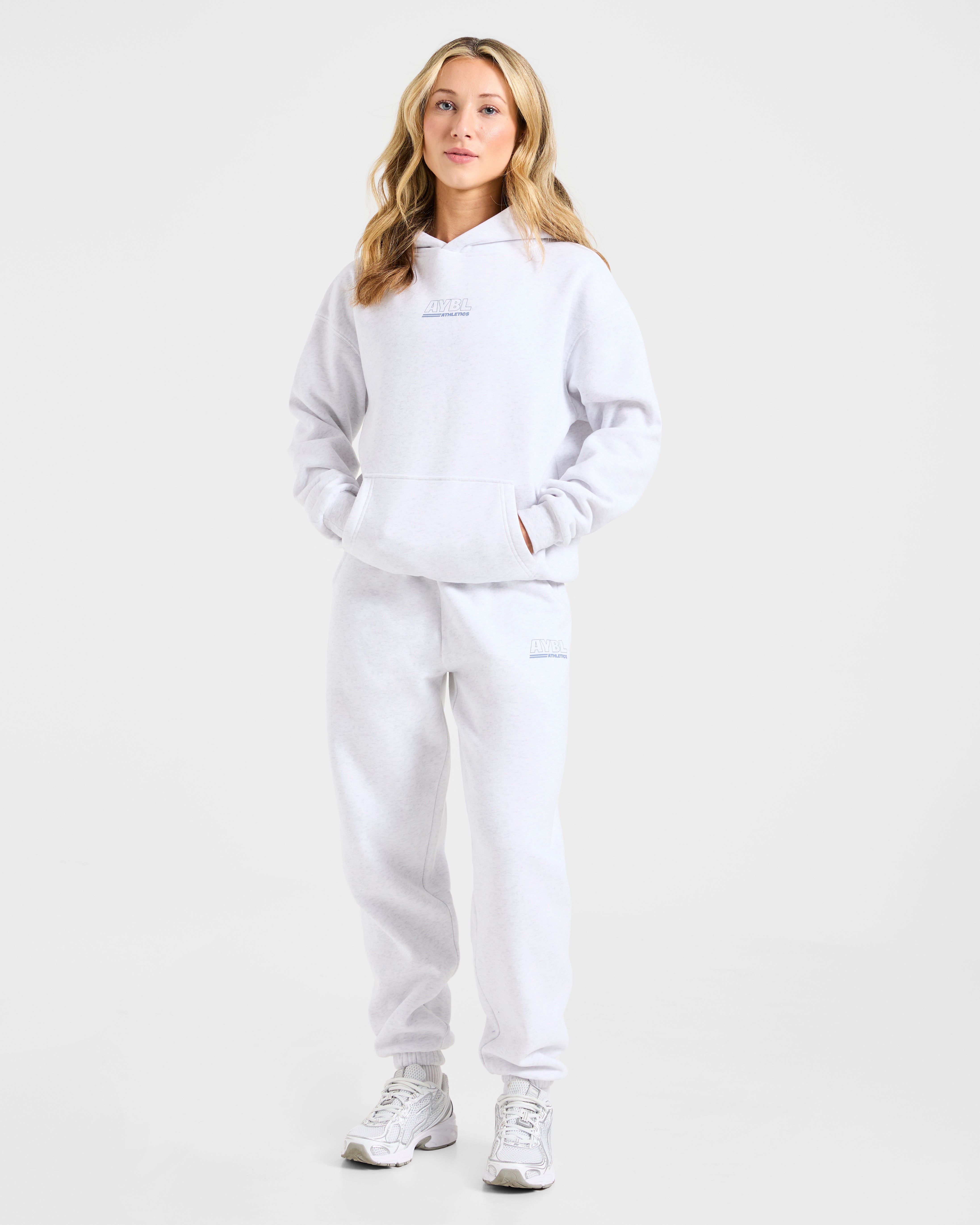 Athletics Track Oversized Hoodie - Heather Grijs/Slate Blauw
