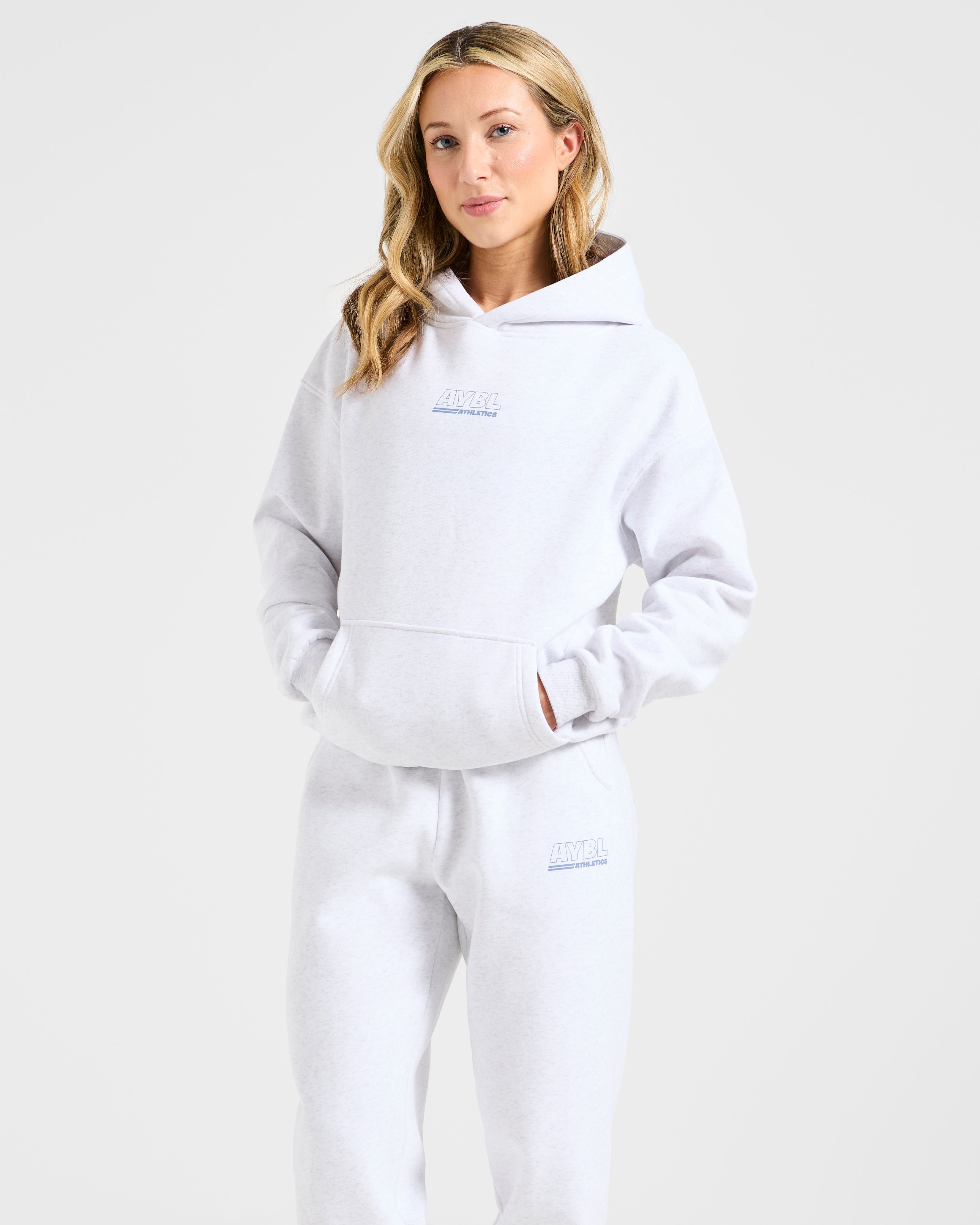 Athletics Track Oversized Hoodie - Heather Grijs/Slate Blauw