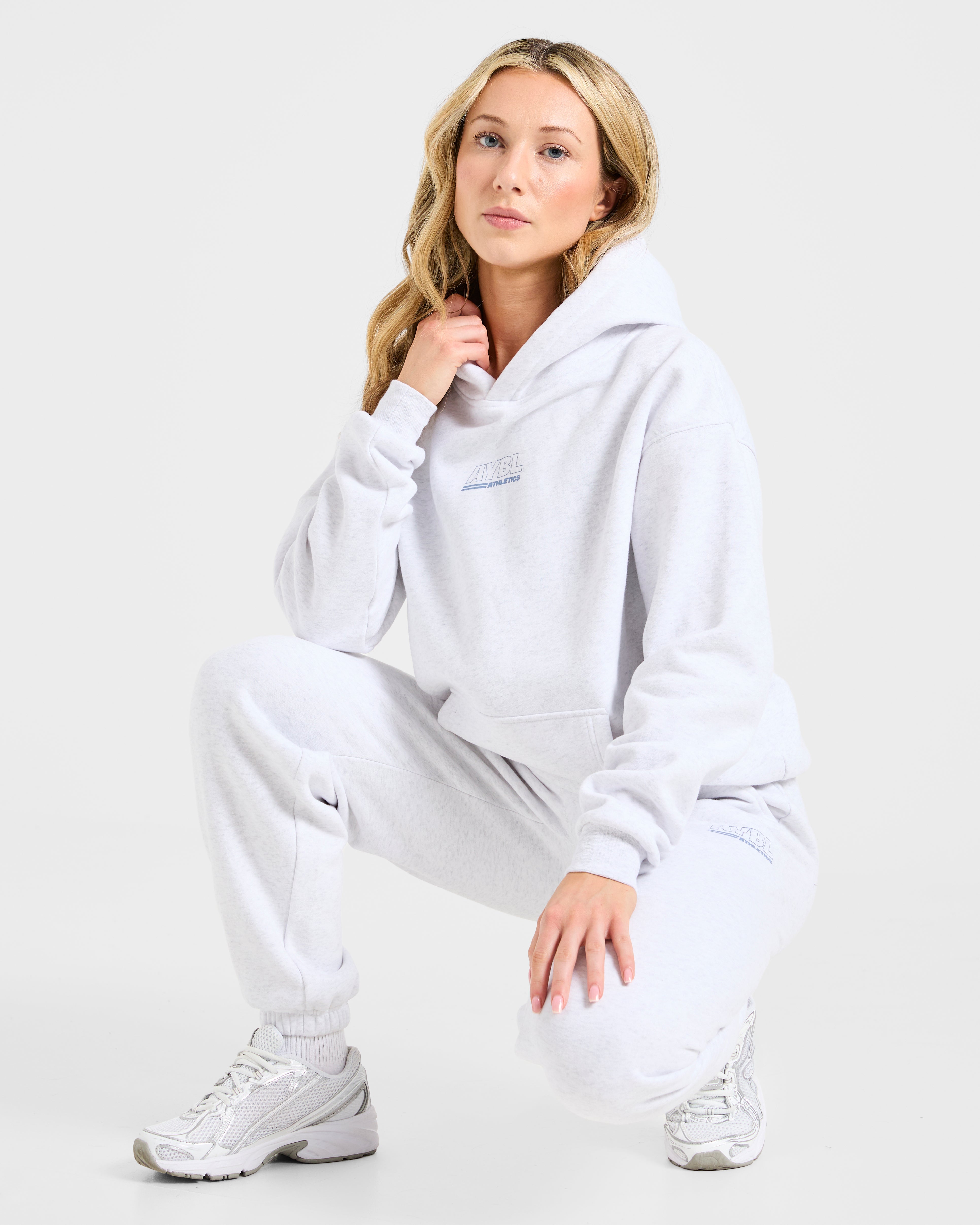 Athletics Track Oversized Hoodie - Heather Grijs/Slate Blauw